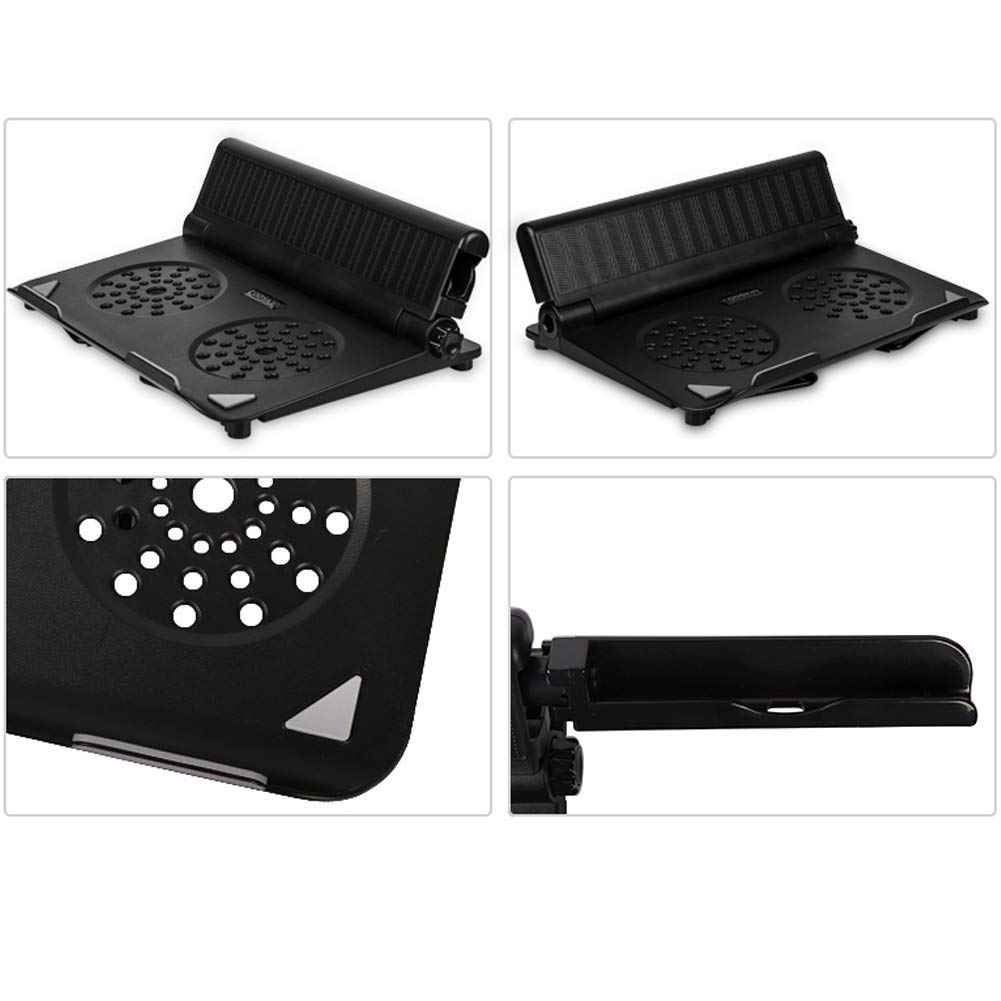 Lightweight Ventilated Laptop Stand with Adjustable Phone Holder - Foldable & Portable Riser for 13-17 Inch Notebooks (Black) - Perfect for Home Office, Gaming & Travel Use
