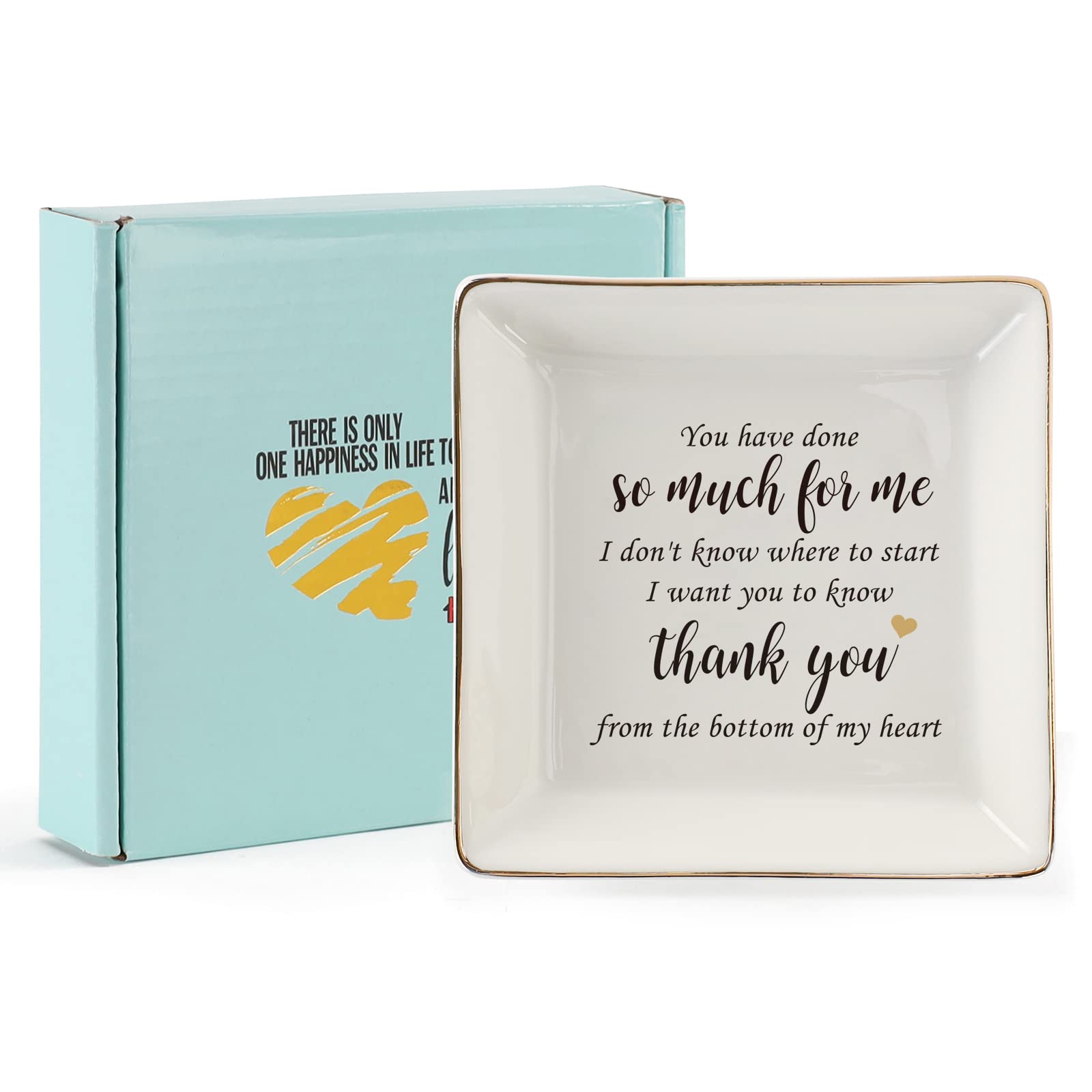 HOME SMILE Ceramic Ring Dish - Elegant Jewelry Tray for Rings, Earrings & Small Accessories - Perfect Gift for Women, Mom, Sister & Friends - Great for Bedroom, Bathroom & Vanity Organizer