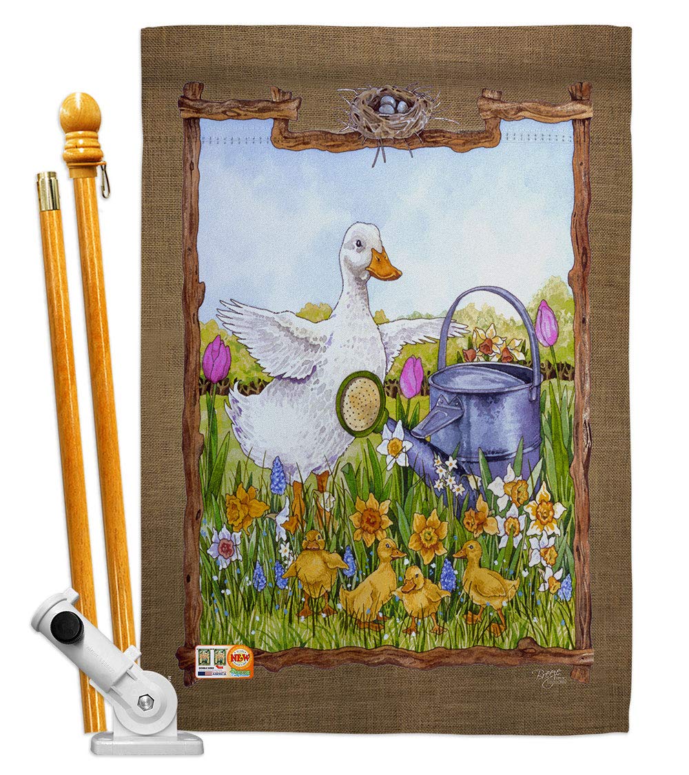 Duck Garden Flag Set - 28x40 Double Sided Outdoor Decor for Yard