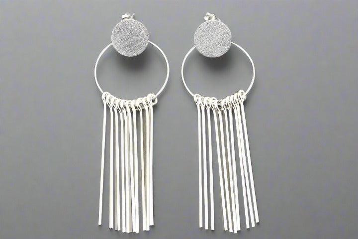 Circle & 10 Drop Earrings in Silver - Elegant Dangle Earrings for Women, Perfect for Parties, Weddings & Everyday Wear