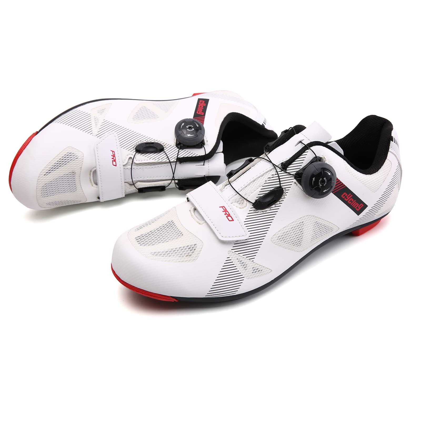 Premium Men's Mountain Bike Cycling Shoes with Cleats - Lightweight, Durable & Comfortable for Road & Trail Riding - White Spin Bike Footwear for Indoor & Outdoor Cycling