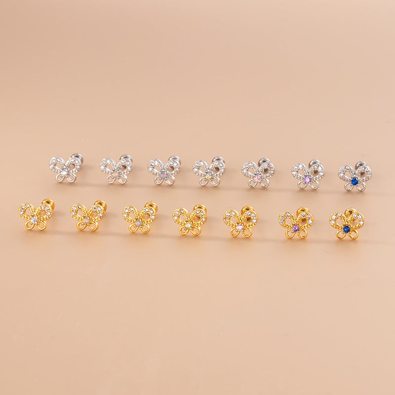 20G Cartilage Butterfly Stud Earrings for Conch, Tragus, Helix Piercing - Hypoallergenic Stainless Steel Body Jewelry | Perfect for Daily Wear, Parties & Gifts