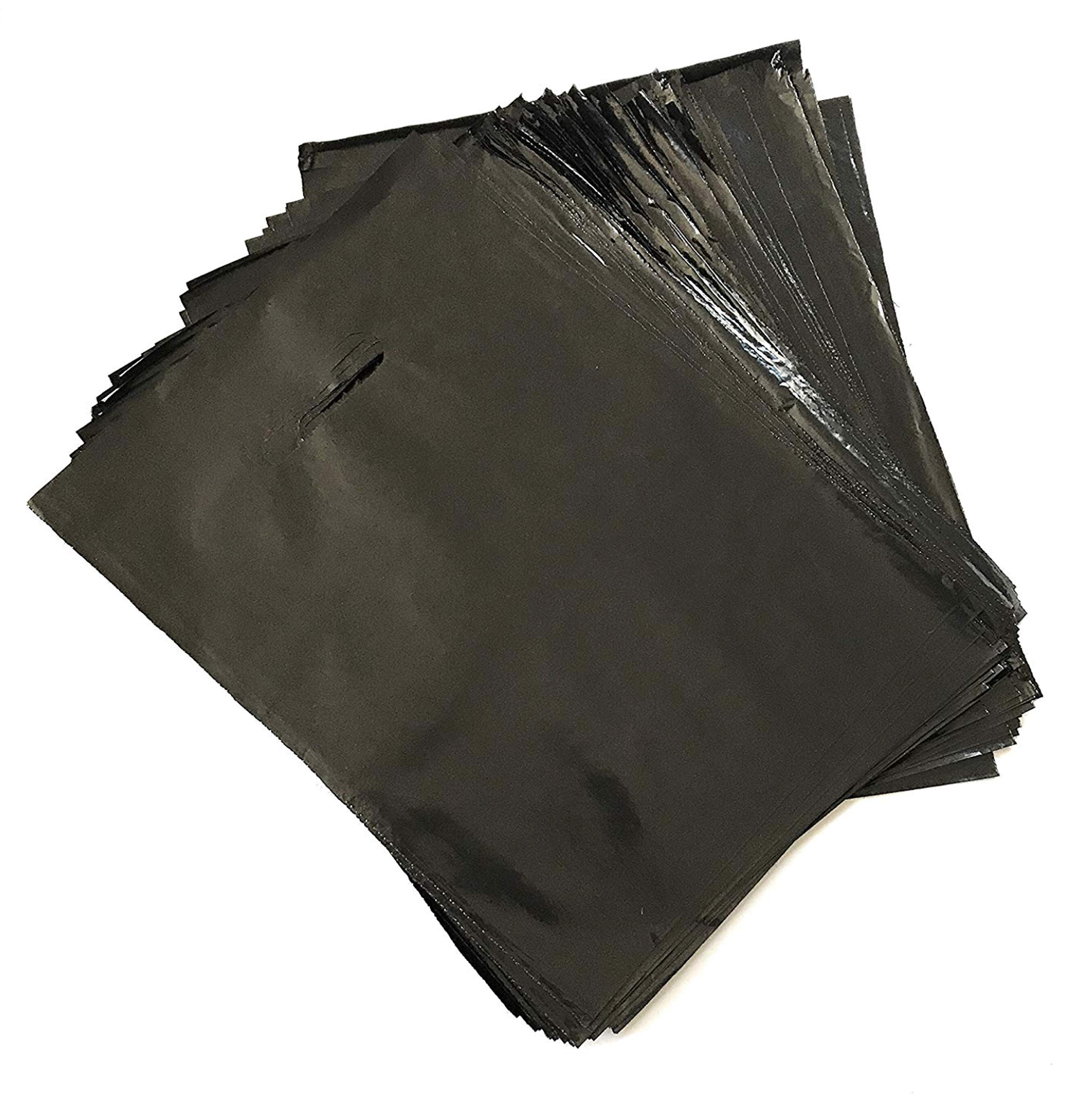 100 Black 9x12 Merchandise Bags with Die-Cut Handles - Strong, Durable & Tear-Resistant Shopping Bags for Retail Stores, Boutiques & Events - Perfect for Gift Wrapping, Product Packaging & Trade Shows