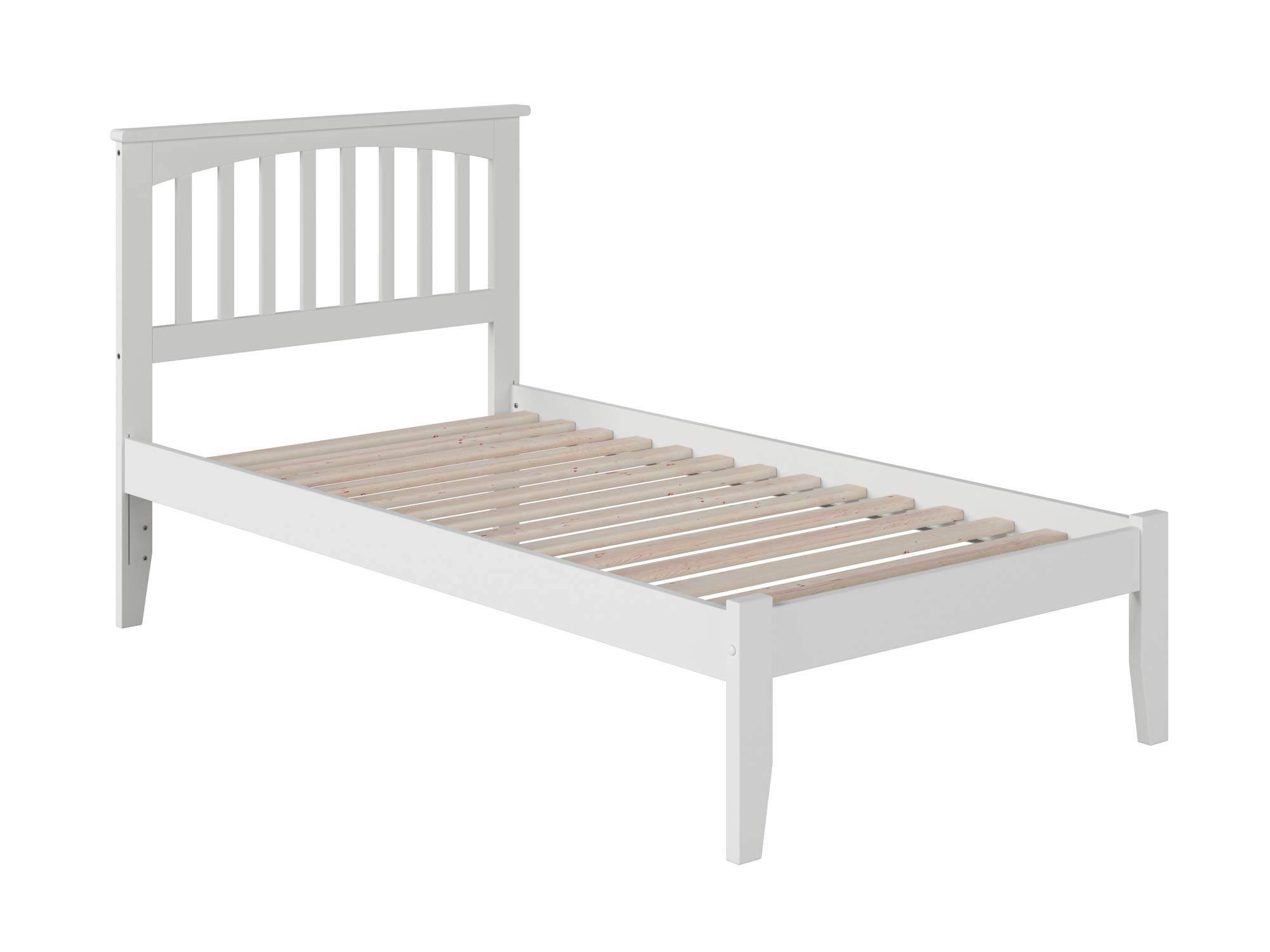 AFI Mission Twin Platform Bed with USB Charging Ports - Modern White Wooden Bed Frame for Kids & Teens - Perfect for Small Rooms, Dorms, and Shared Spaces