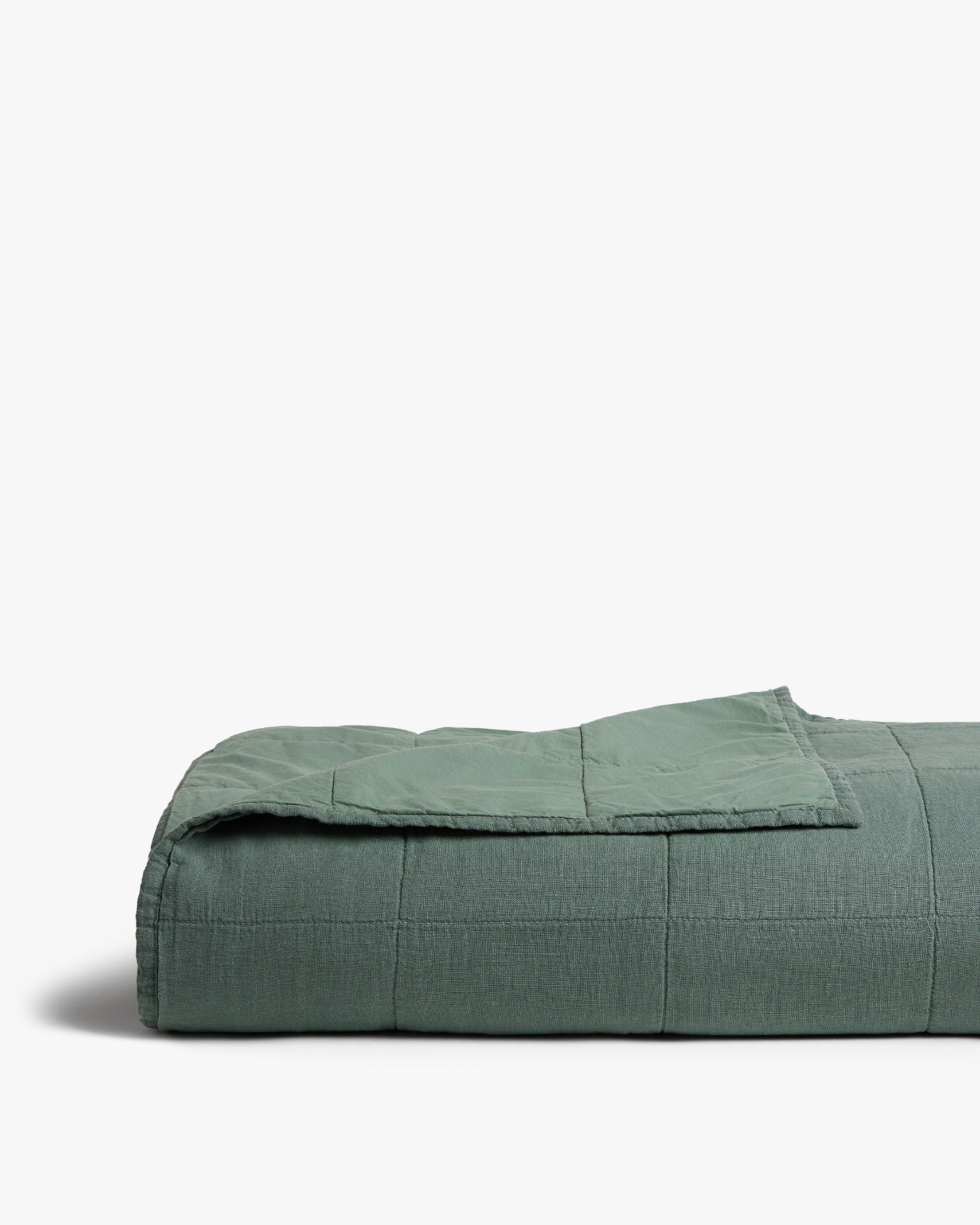 Premium Linen Box Quilt - Breathable & Soft Agave Green Bedding Set - Perfect for Cozy Home Decor, Guest Rooms & All-Season Comfort
