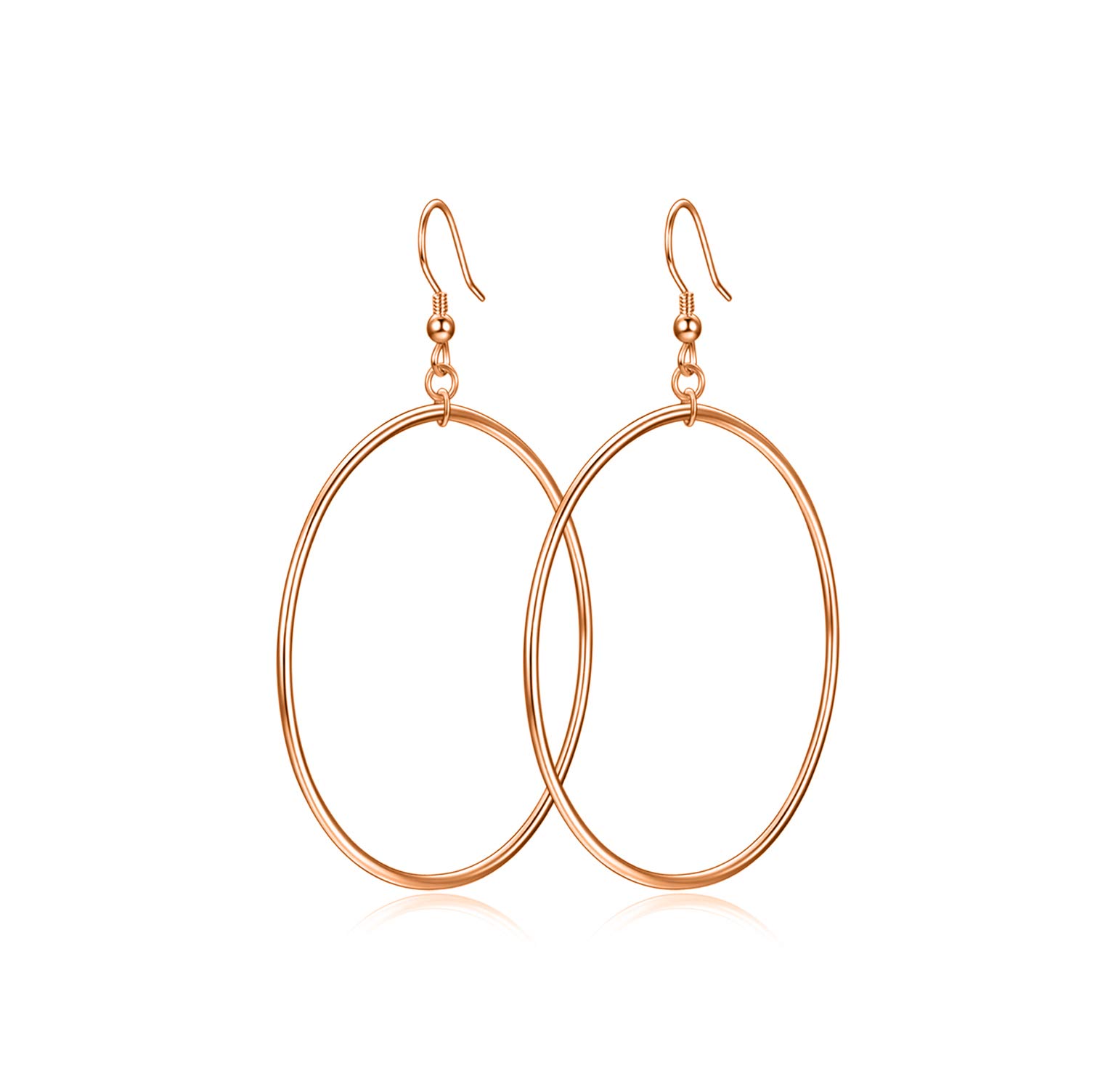 Sterling Silver/Rose Gold/Gold Plated Large Hoop Earrings for Women - 40mm/50mm/60mm Circle Dangle Drop Earrings - Perfect for Parties, Weddings & Everyday Wear