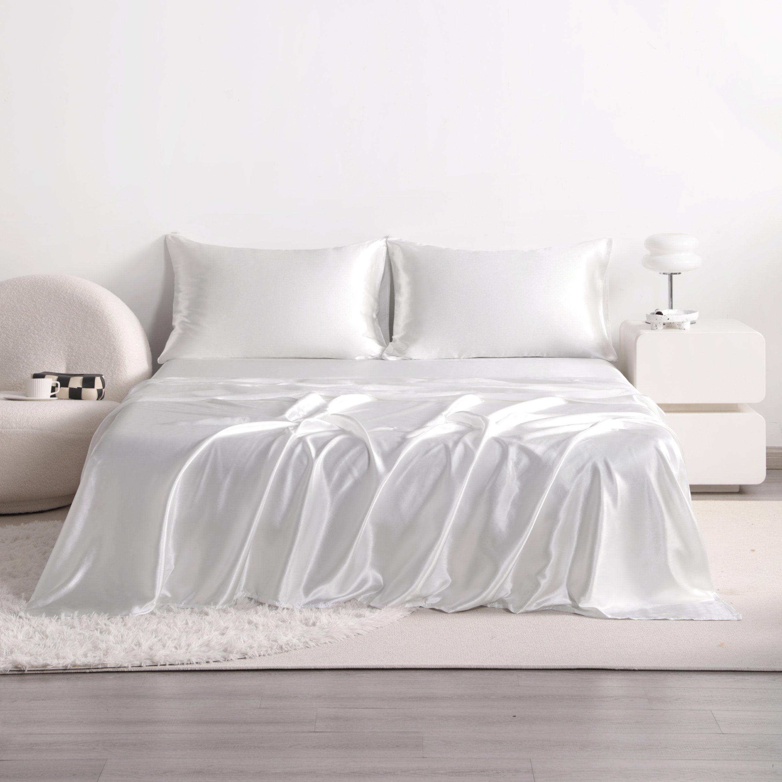3/4 Pieces Silky Satin Twin Cooling Soft Bed Sheet Set - Breathable & Hypoallergenic - Perfect for Hot Sleepers & All Seasons - NTBAY®️