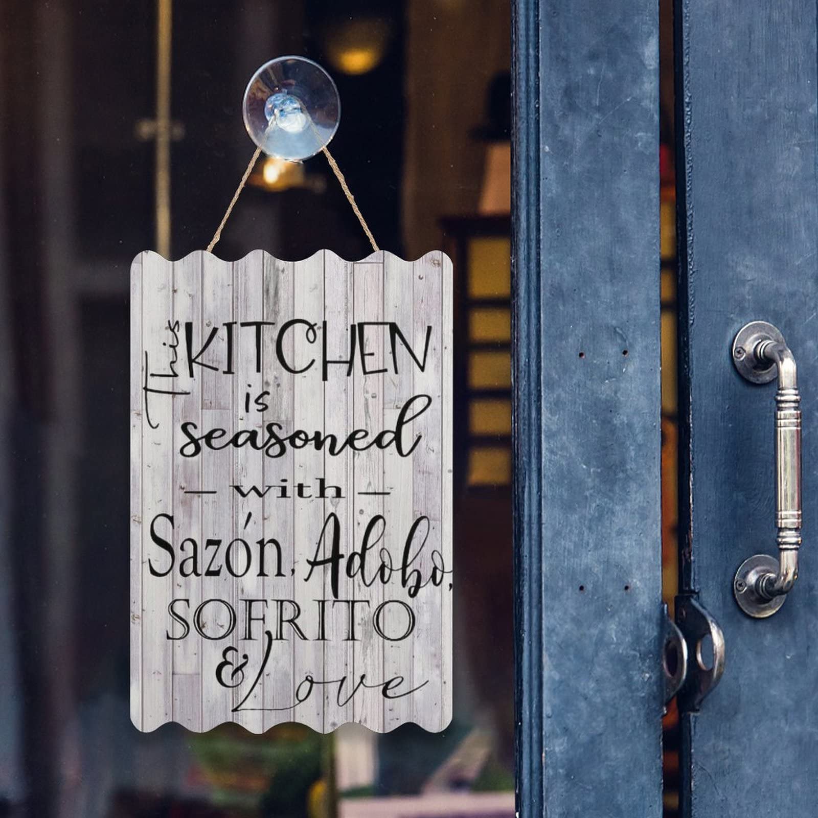 Authentic Spanish Puerto Rican Kitchen Wall Decor - 8×12 Inch Hanging Sign with Sazon Adobo Sofrito Design - Perfect for Home, Restaurant & Latino Cultural Decor
