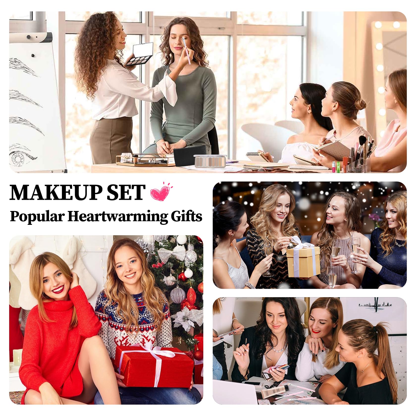 All-in-One Makeup Kit for Women - 14 Piece Cosmetic Gift Set with Eyeshadow Palette, Blush, Loose Powder, BB Cream, Primer, Eyebrow Pencil, Mascara, Eyeliner, Lipstick, Lip Oil, Makeup Sponge & Brush | Perfect for Travel, Bridal Makeup & Everyday Beauty Essentials