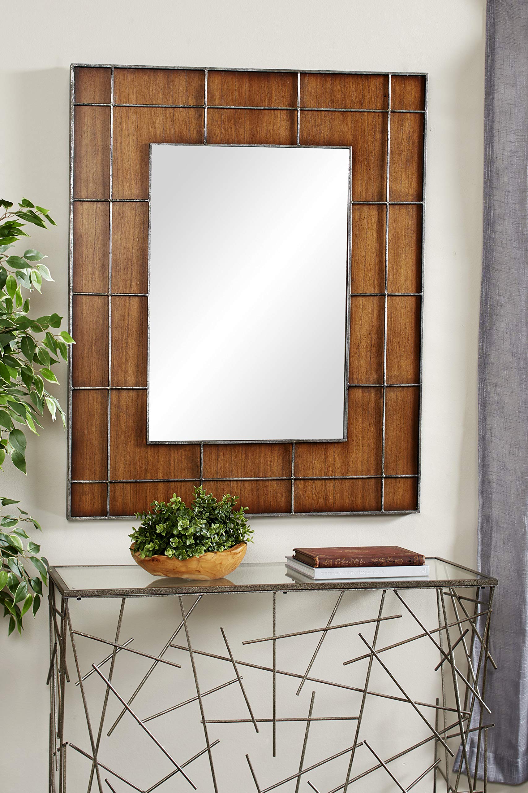 Deco 79 Large Brown Wall Mirror - Elegant Oversized Round Mirror for Living Room, Bedroom & Entryway Decor - Perfect for Home & Office Interior Design