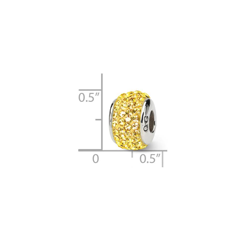 Black Bow Sterling Silver Charm with Yellow Crystals - November Birthstone Gift for Jewelry Lovers