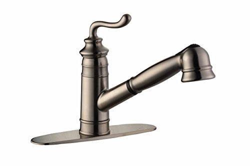 Stainless Steel Single Handle Pull Out Kitchen Sink Faucet, Brushed Nickel Pull Down Faucet FS-825-KGSS for Modern Home Kitchens