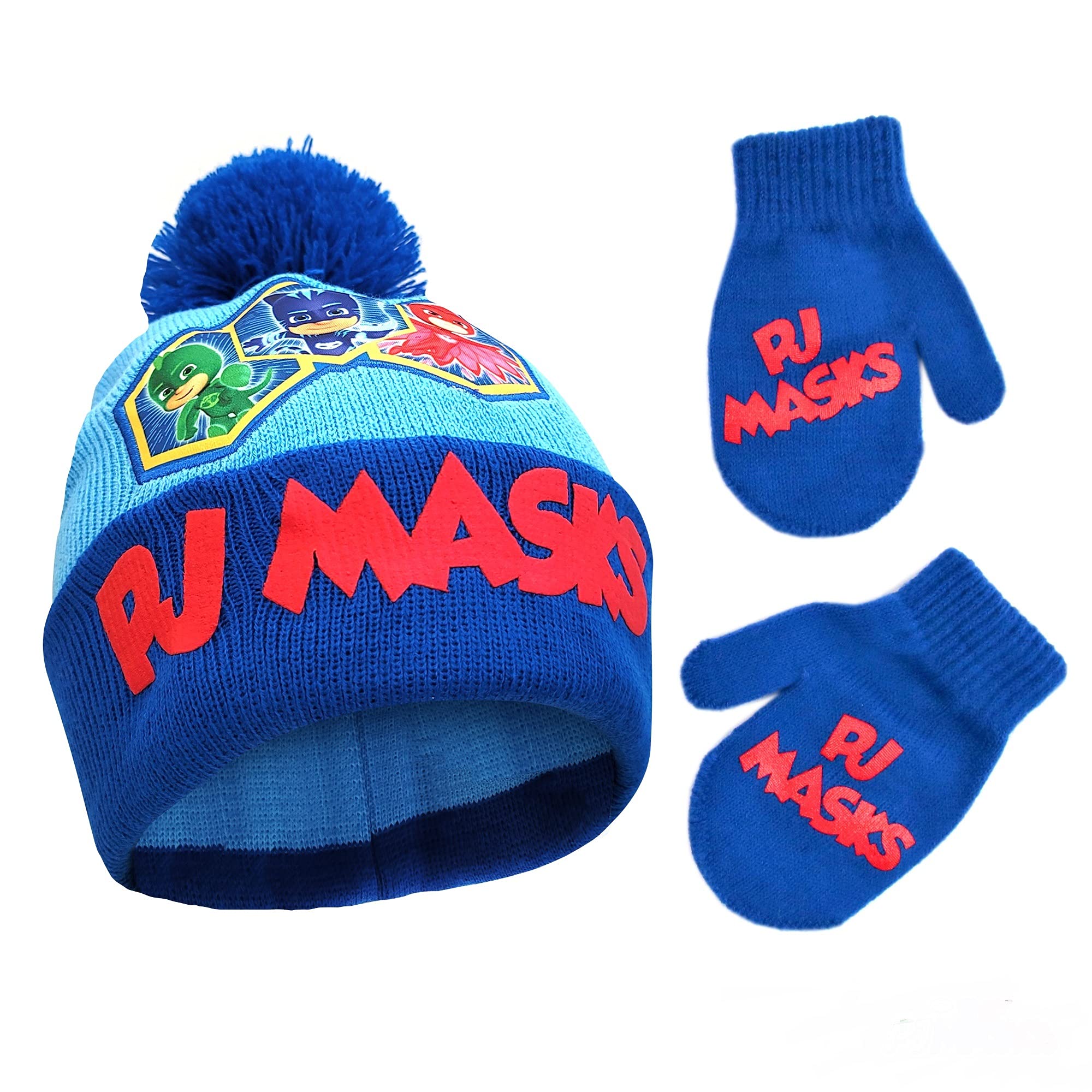PJ Masks Boys' Winter Hat and Mittens Set - Soft Toddler Beanie & Gloves for Kids - Perfect for Snow Play, Outdoor Adventures & Cold Weather Protection