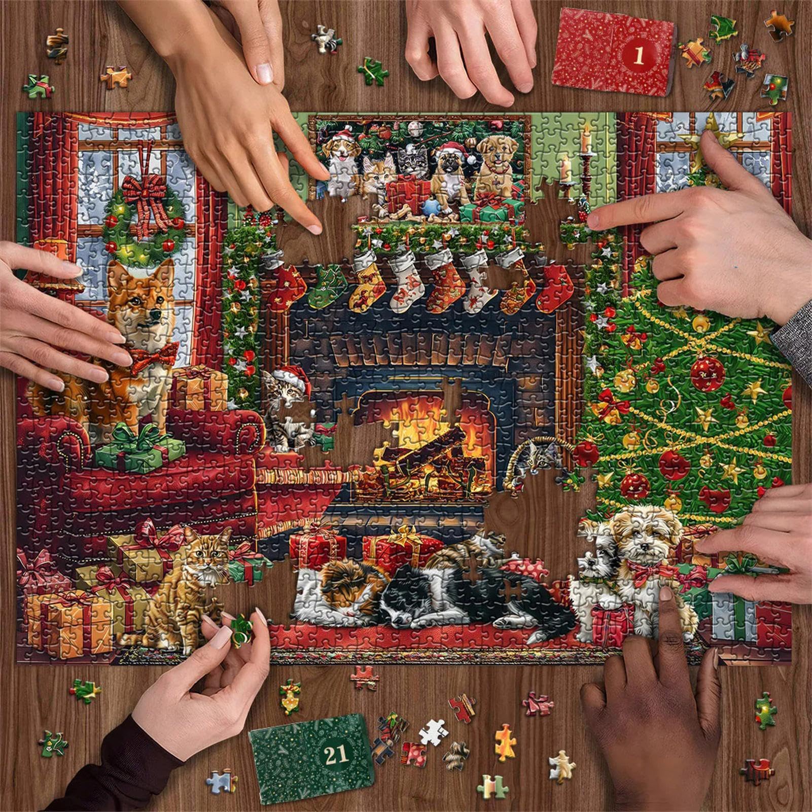 Christmas Advent Calendar Puzzle - 24-Day Dog Themed Advent Puzzle with 1000 Pieces - Festive Holiday Countdown Puzzle for Adults & Families - Perfect for Christmas Decorations & Holiday Gift Giving