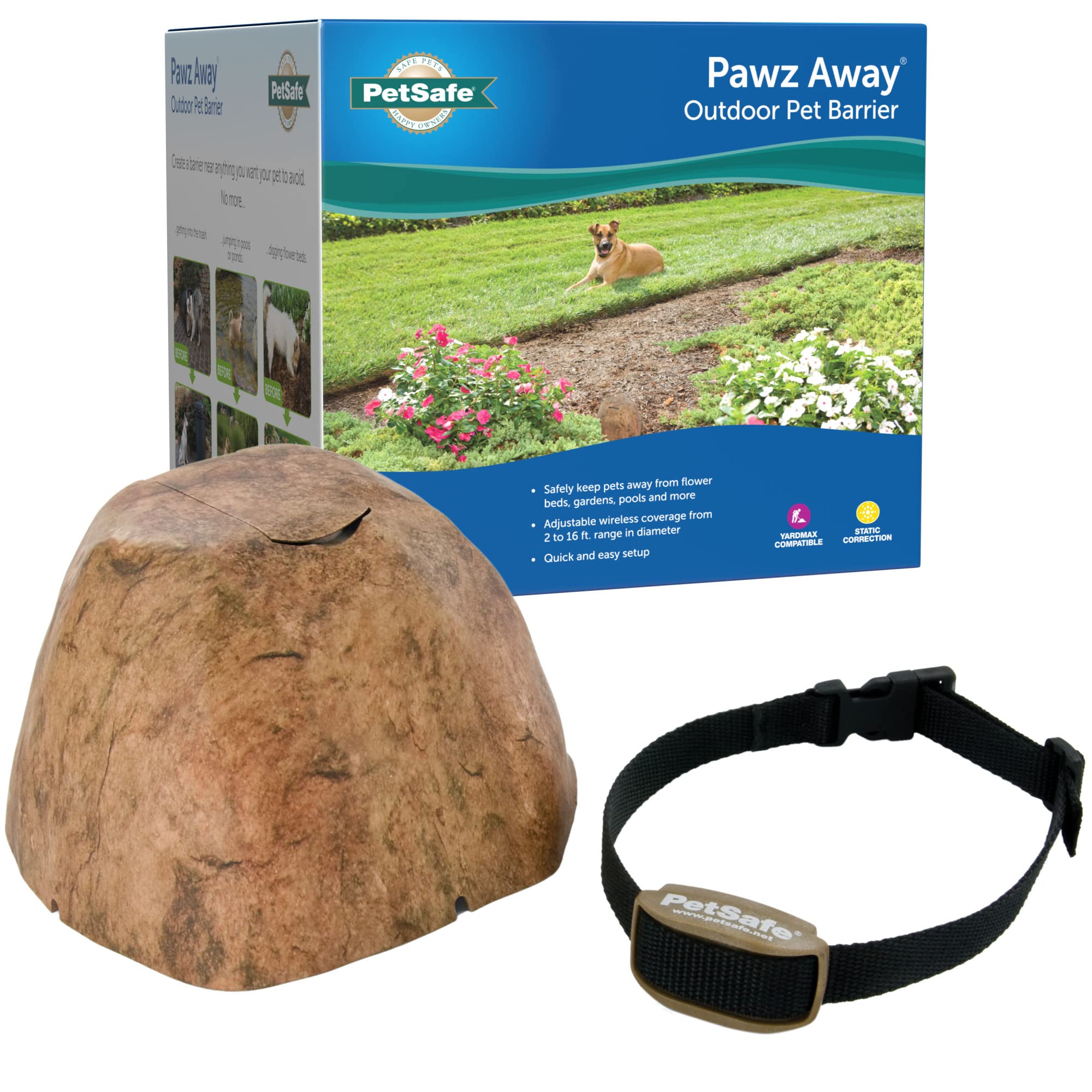 PetSafe Pawz Away Outdoor Wireless Pet Barrier - Electric Training System for Cats & Dogs with Adjustable Receiver Collar | Keep Pets Safe in Yards, Gardens & Driveways