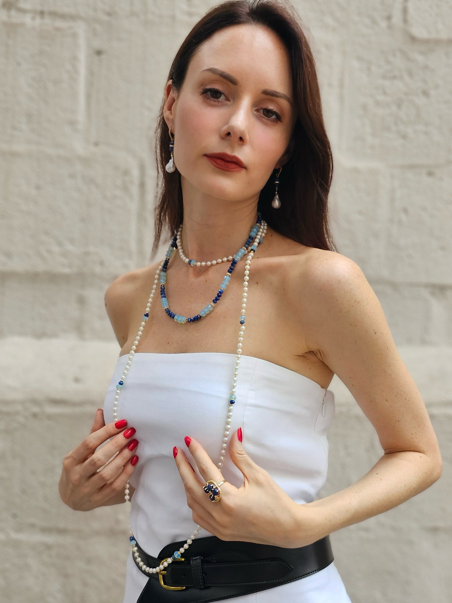 Blue Lapis and Opal Necklace NN048 - Elegant Gemstone Jewelry for Women, Perfect for Parties, Weddings & Special Occasions