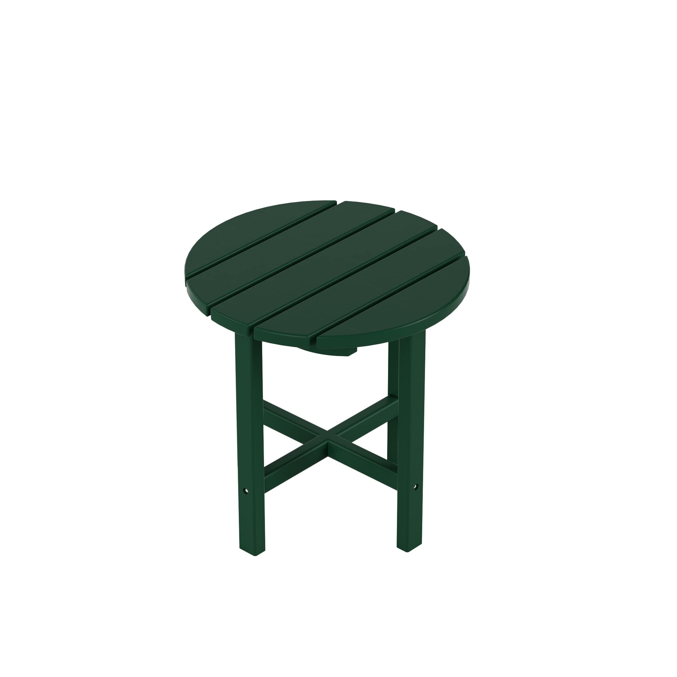 2-Piece WO Home Outdoor Adirondack Chair Set with Side Table - Durable Poly Lumber Retro Patio Furniture for Beach, Garden, Backyard & Balcony - Dark Green | Perfect for Relaxing, Sunbathing & Outdoor Entertaining