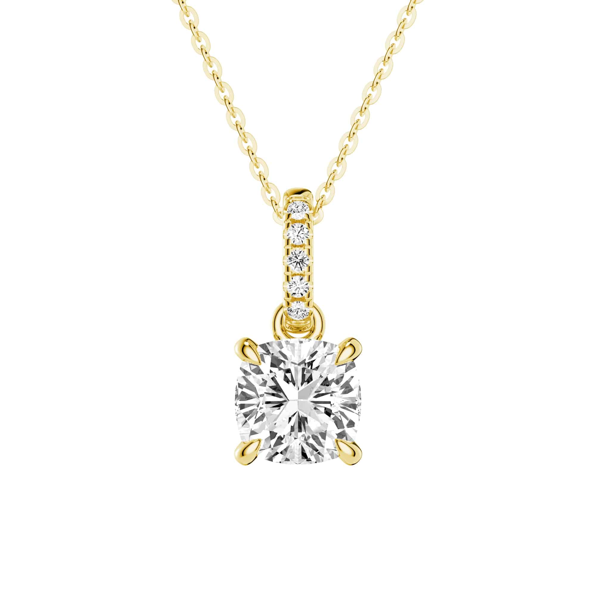 Elegant Cushion Cut Moissanite Hidden Halo Pendant Necklace with Moissanite Bail - Perfect for Weddings, Anniversaries & Special Occasions