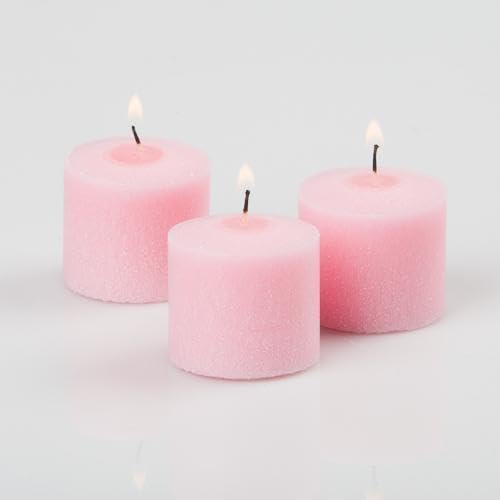 144-Pack Richland Unscented Pink Votive Candles & Clear Glass Eastland Votive Holders - Perfect for Weddings, Parties, Home Decor, and Romantic Ambiance