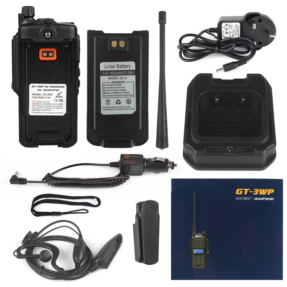 2-Pack Baofeng GT-3WP Waterproof Walkie Talkies with Programming Cable - Long Range Two-Way Radios for Outdoor Adventures, Hiking, Camping & Emergency Communication