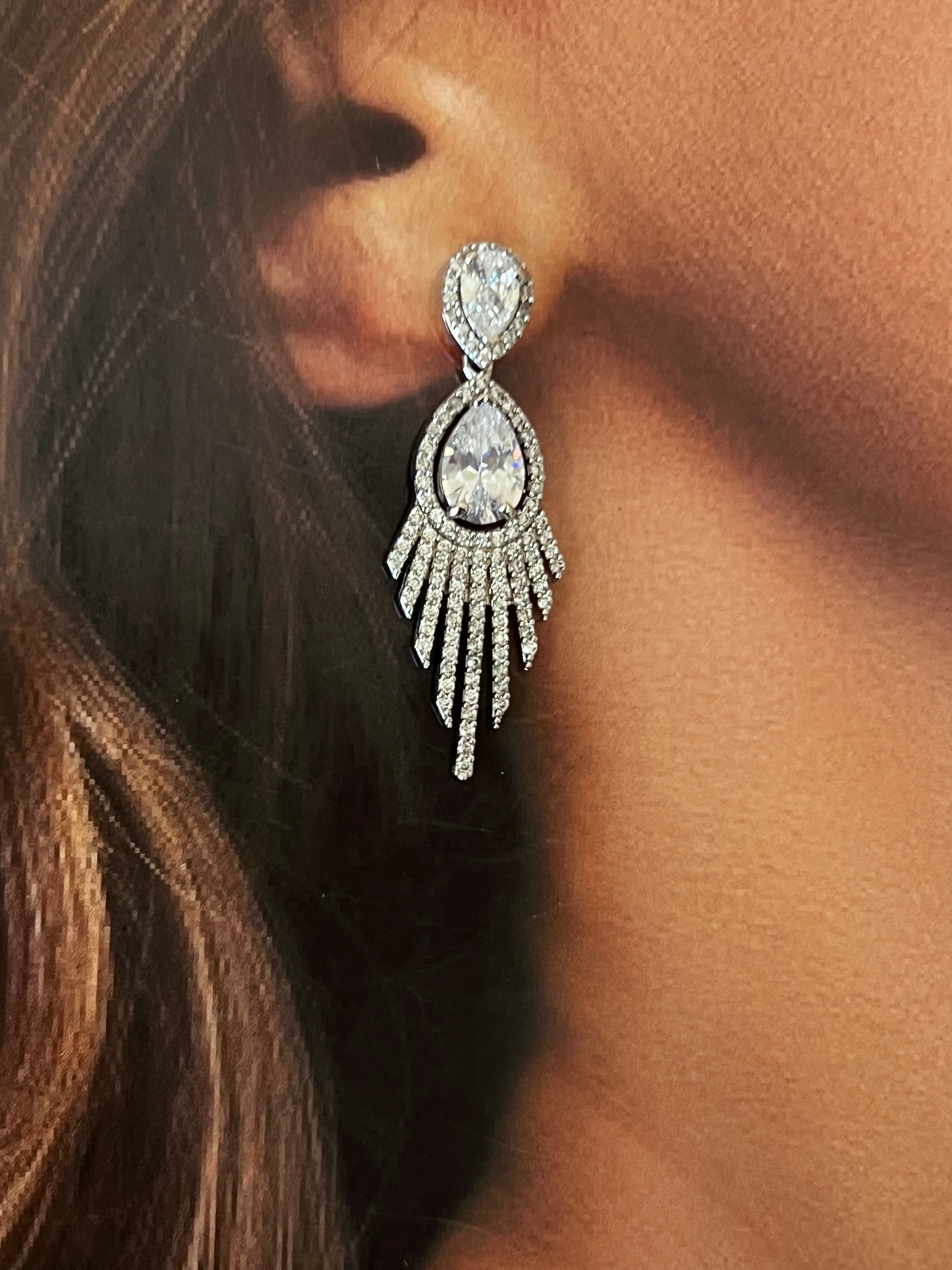 Stylish KIA Earrings with Sparkling Cubic Zirconia Crystals | Elegant Dangle Drop Earrings for Women | Perfect for Parties, Weddings & Date Nights
