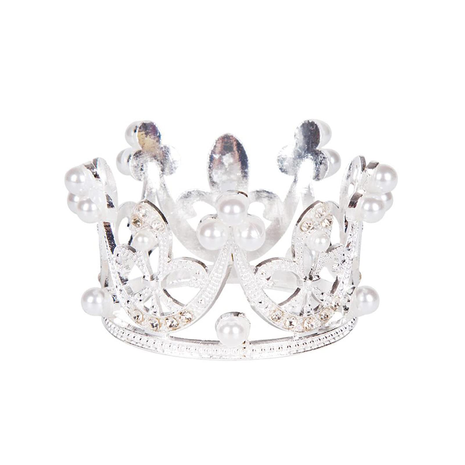 4 Pack Mini Crown Cake Toppers - Gold & Silver Crystal Rhinestone Cupcake Tiara for Baby Shower, Birthday, Wedding, Christmas, Princess Theme Party Decorations - Perfect for Newborn Photo Props and Dessert Table Centerpieces