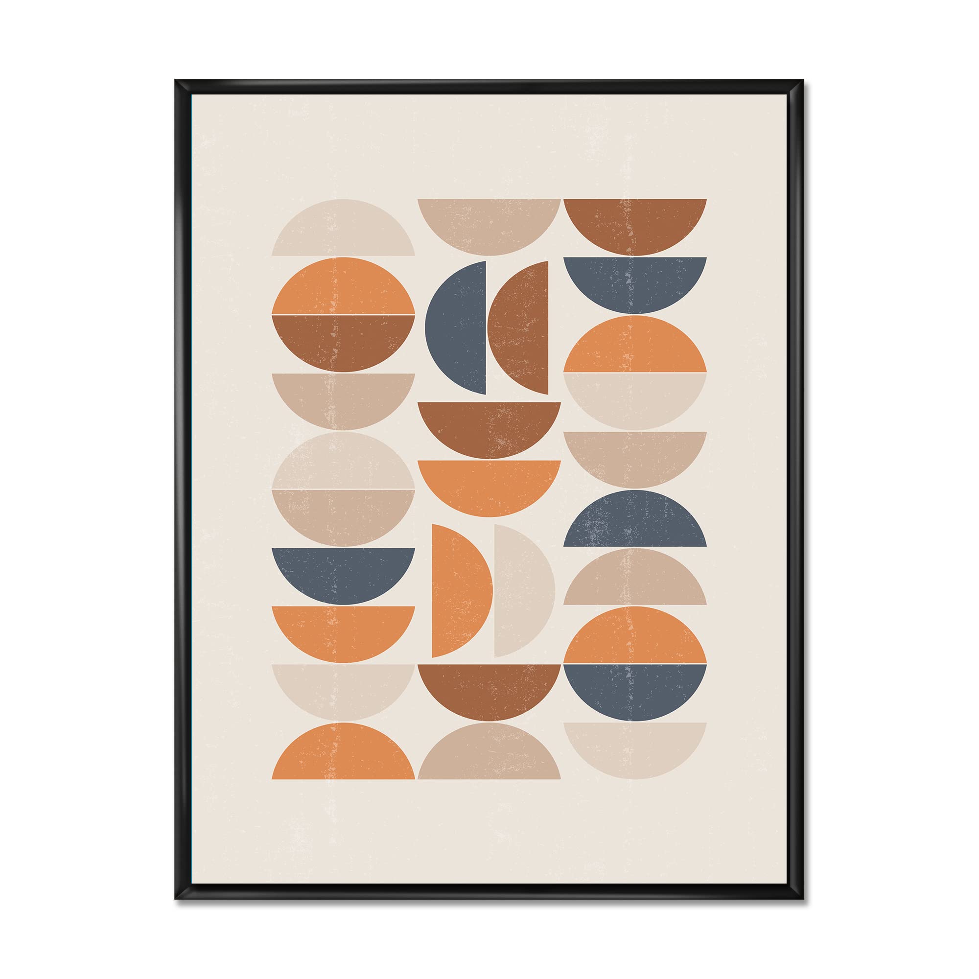 Abstract Sun and Moon Canvas Wall Art - Modern Blue & Orange Framed Print for Living Room, Bedroom & Office Decor