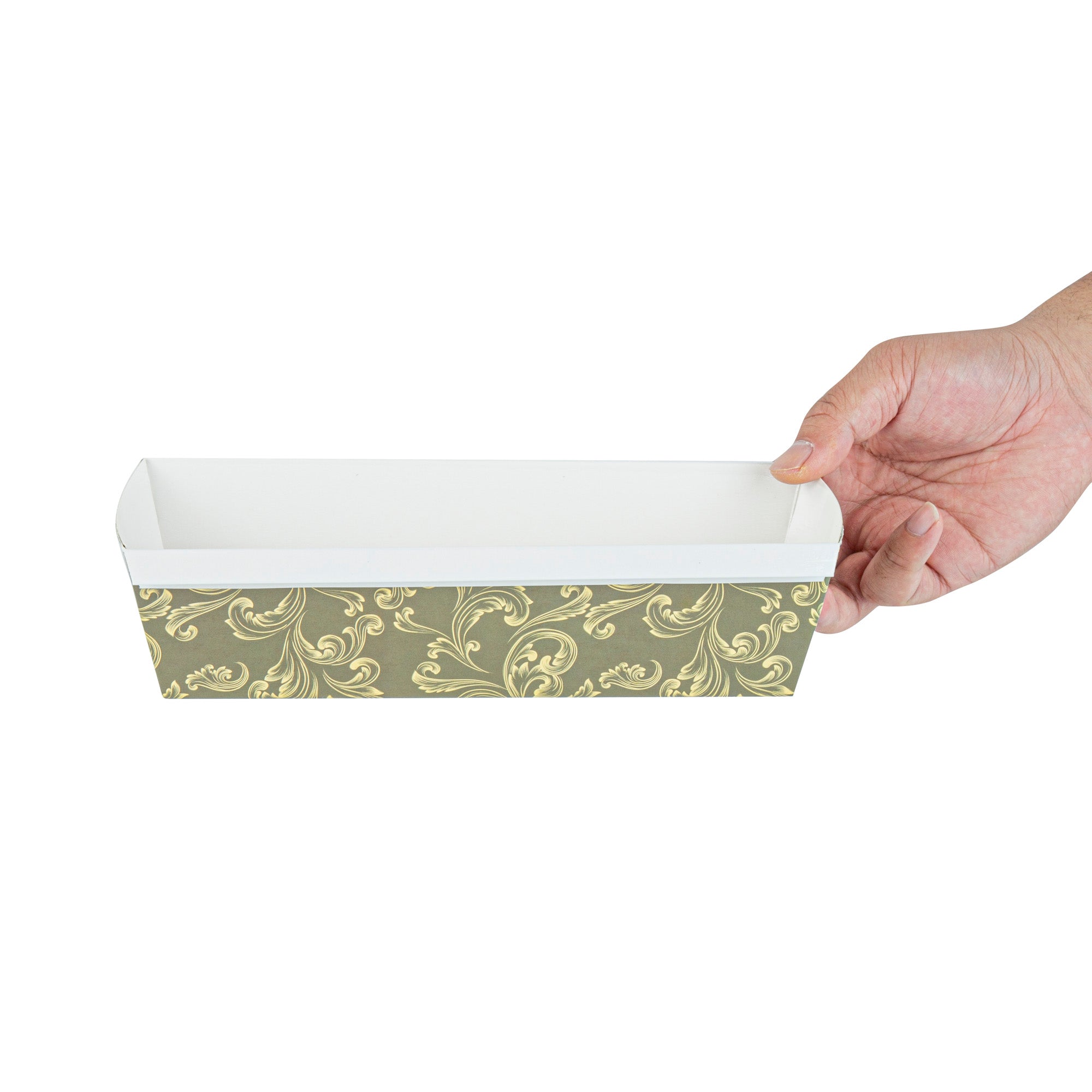 Bake Tek 42 oz Dark Green Vintage Floral Paper Loaf Pans - Greaseproof Baking Molds, 10 x 3.5 x 2.5 Inches (100 Count) - Perfect for Homemade Bread, Cakes & Party Desserts