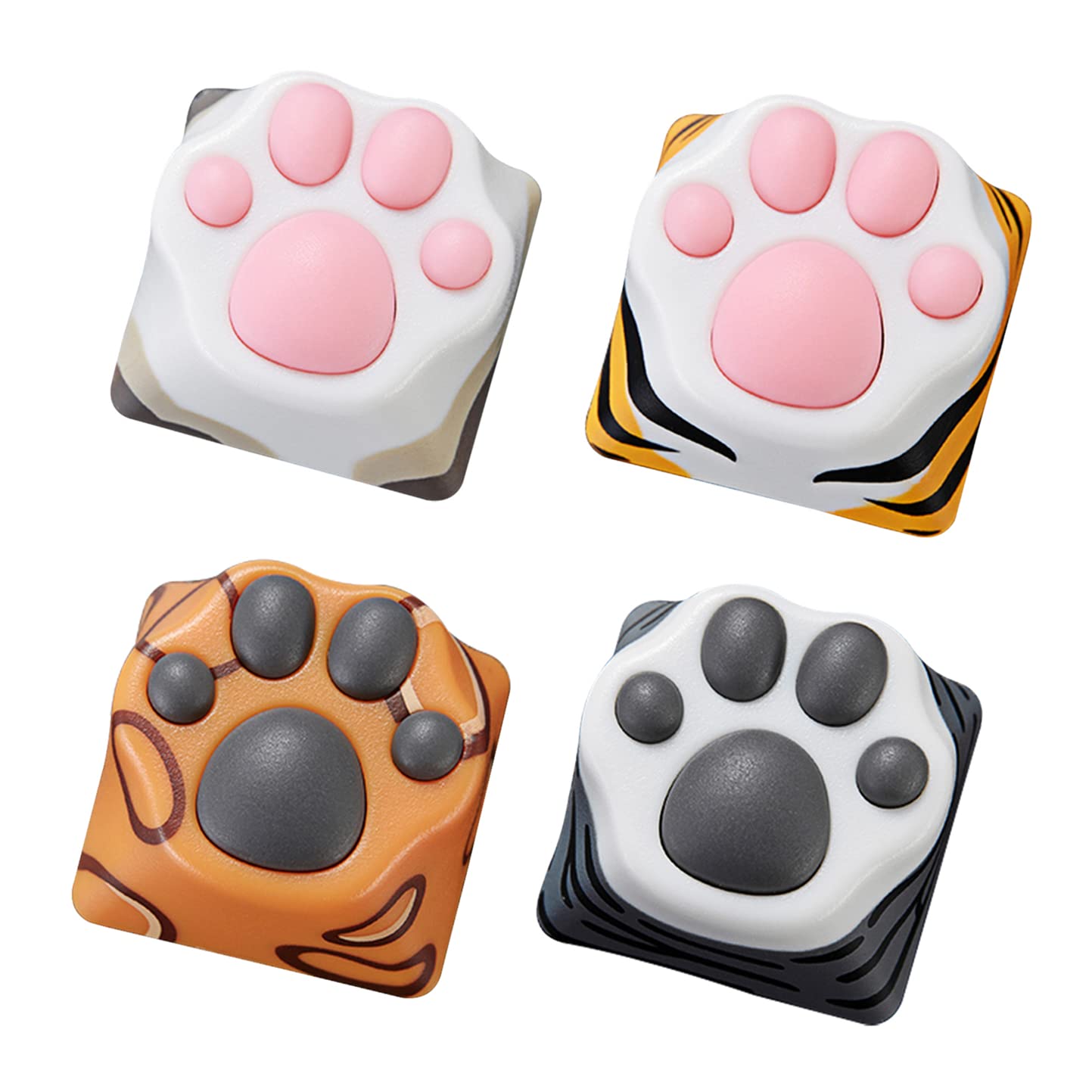 SYA ZOMOPLUS Cute Cat-Claws Keycaps - 3D Novelty Squishy-Paws Keycaps for Cherry MX Switches (4 Keys) | OEM Profile Custom Mechanical Keyboard Keycaps for Gaming & Typing | Perfect for Cat Lovers & Keyboard Enthusiasts