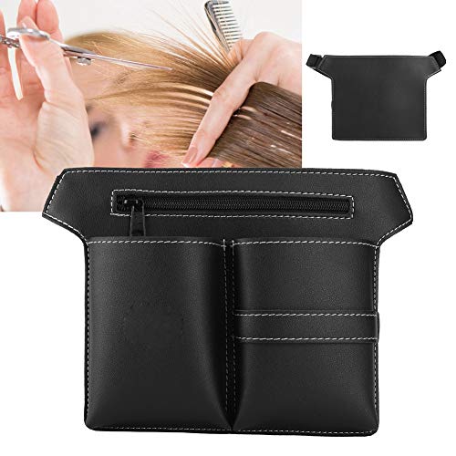 Professional Hairdressing Scissor Holster Pouch - PU Leather Barber Scissor Holder Case for Hair Stylists & Barbers (Black/Red) - Perfect for Salon Tools Organization & Mobile Hairdressing Services