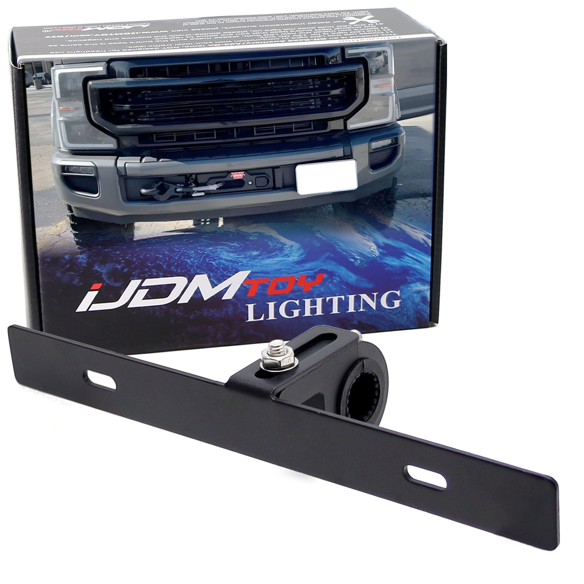 Ford F250 F350 F450 Front Tow Hook License Plate Relocation Mount Kit - Durable Off-Road Bumper Accessory for Truck & SUV Customization