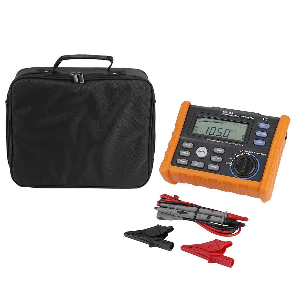 MS5205 Digital Insulation Tester - 0.01MΩ to 100GΩ Range with 250V-2500V Voltage | High Precision Insulation Resistance Multimeter for Electrical Safety Testing | Perfect for HVAC, Industrial Equipment & Home Wiring Maintenance