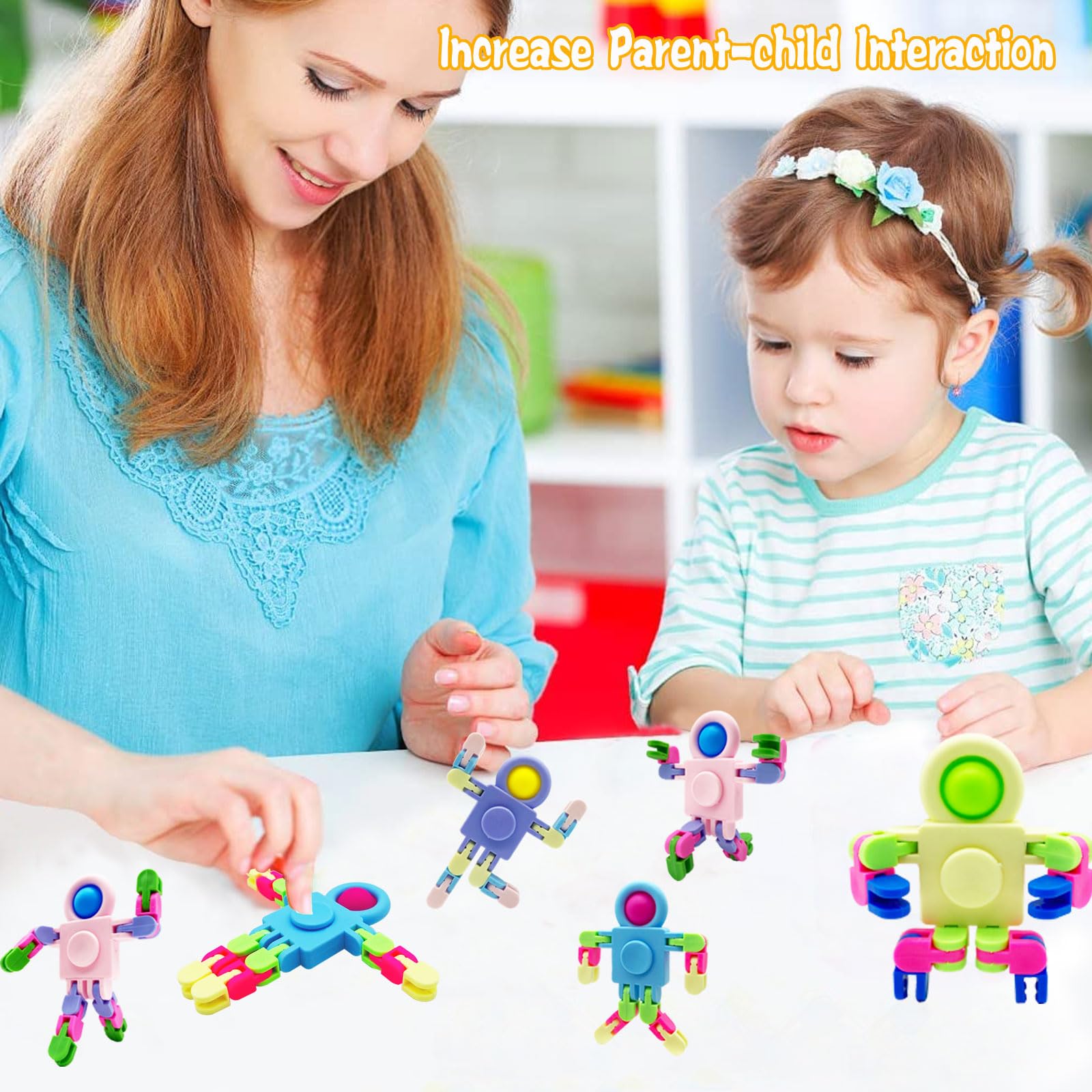 8 Pack Transformable Fidget Spinners - Stress Relief Toys for Kids & Adults with ADHD, Autism, Anxiety | Sensory Fidget Toys for Classroom, Office, Travel | Easter Gift & Party Favors for Boys & Girls