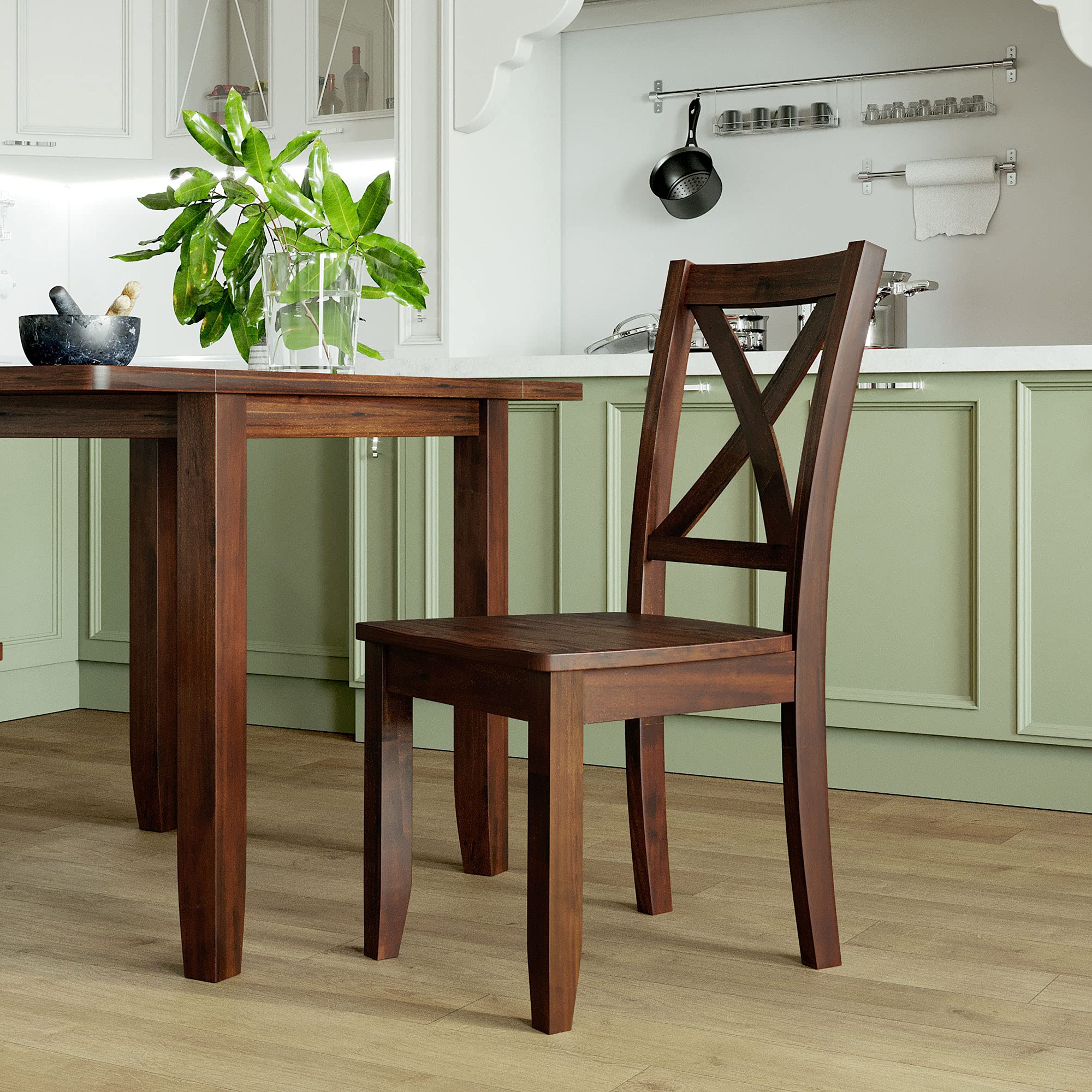 Harper & Bright Designs 3-Piece Wooden Dining Table Set with Drop Leaf Table & 2 X-Back Chairs - Brown Kitchen Furniture for Small Spaces, Breakfast Nook & Apartment Dining | Compact Dinette Set for Home & Kitchen Use