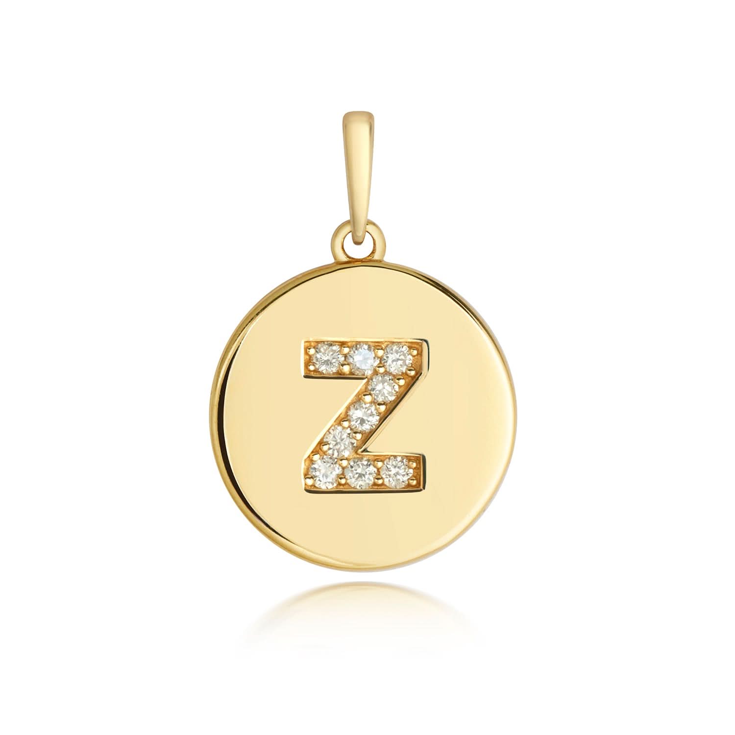 Personalized Diamond Initial Necklace - 14K Solid Gold Disc Pendant from A to Z - Perfect for Birthdays, Anniversaries & Gifts