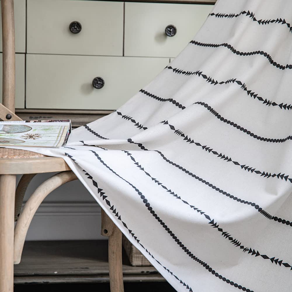 Black and White Striped Tassel Kitchen Valances for Windows - 59W x 84L Pairs, Perfect for Modern Farmhouse and Coastal Home Decor