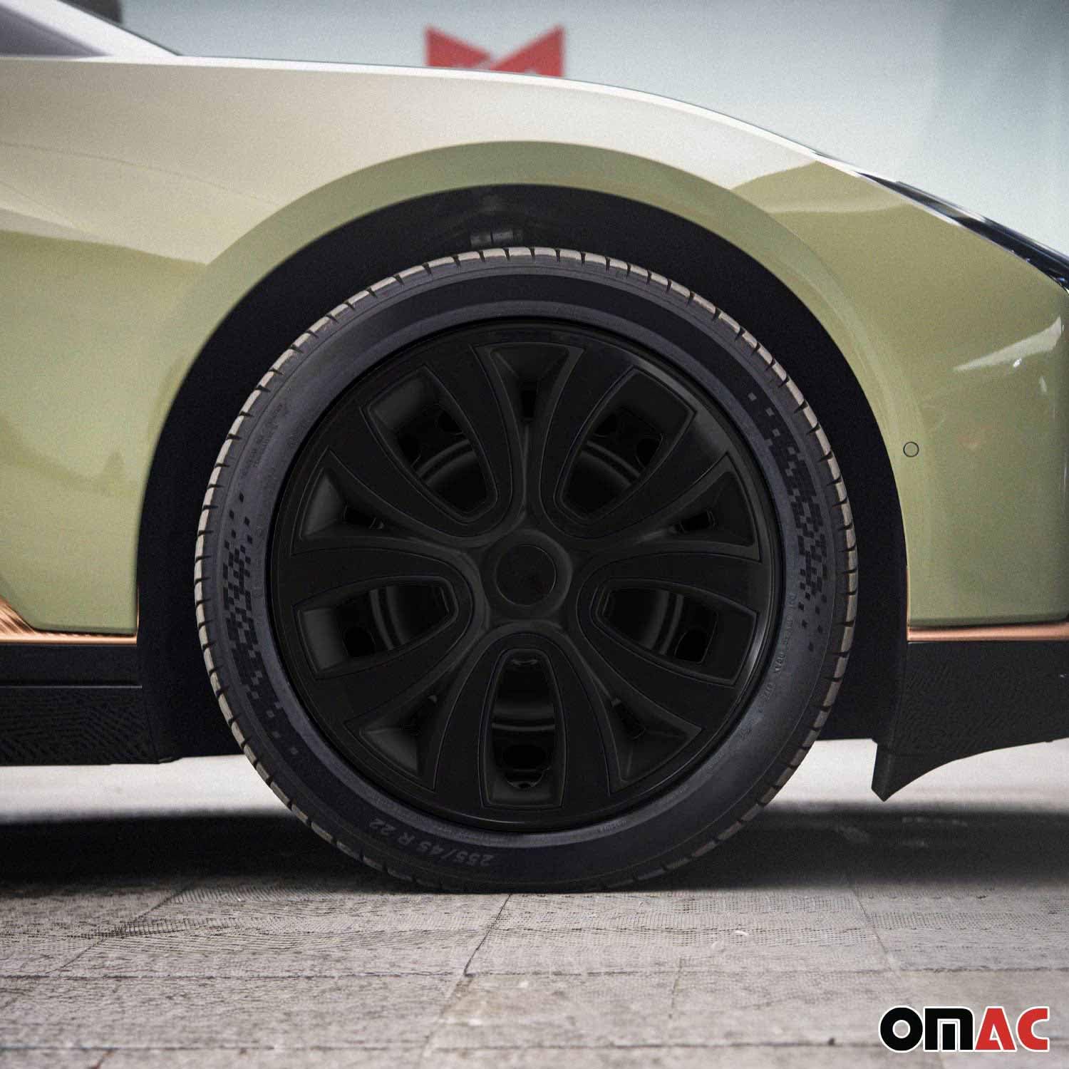 OMAC - 15 Inch Glossy Black Hub Caps Set of 4 for Hyundai Elantra | Premium Snap-On Wheel Covers | Durable Replacement Rim Accessories | Perfect for Car Upgrades & Protection