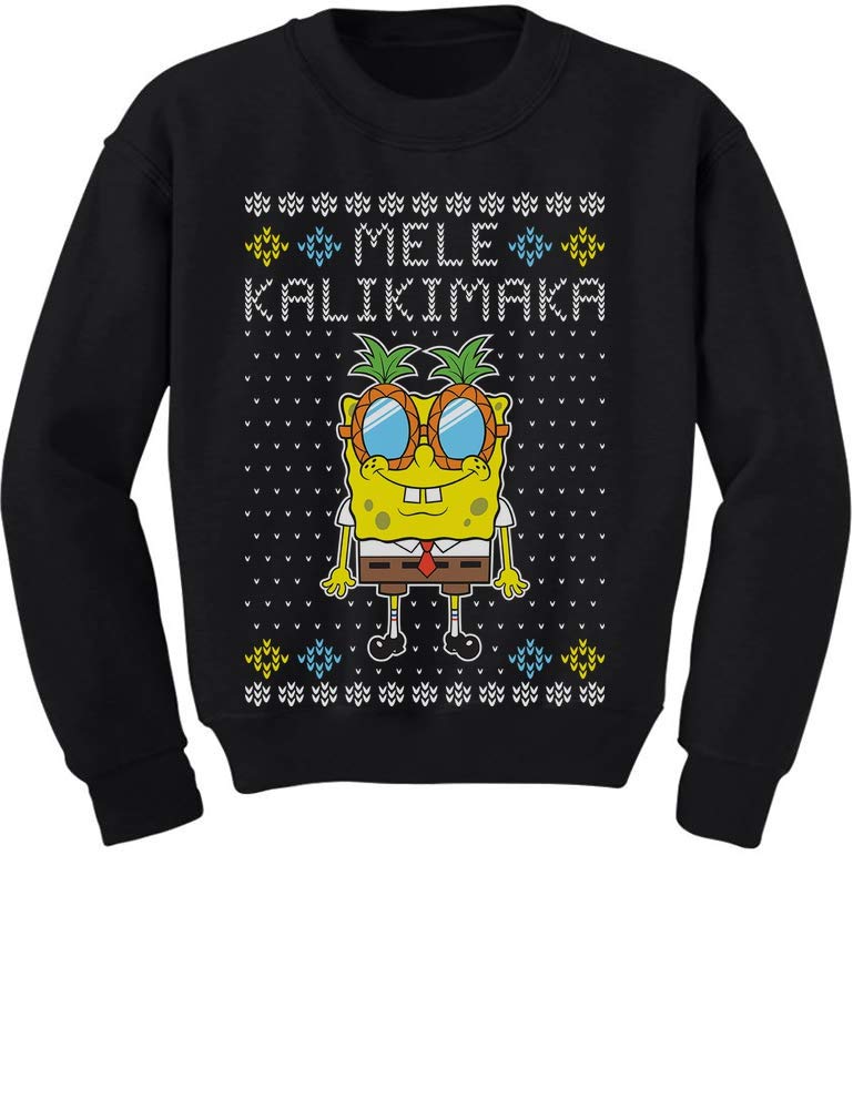 Official SpongeBob Ugly Christmas Mele Kalikimaka Sweatshirt for Toddlers & Kids - Fun Holiday Party Outfit & Festive Family Matching