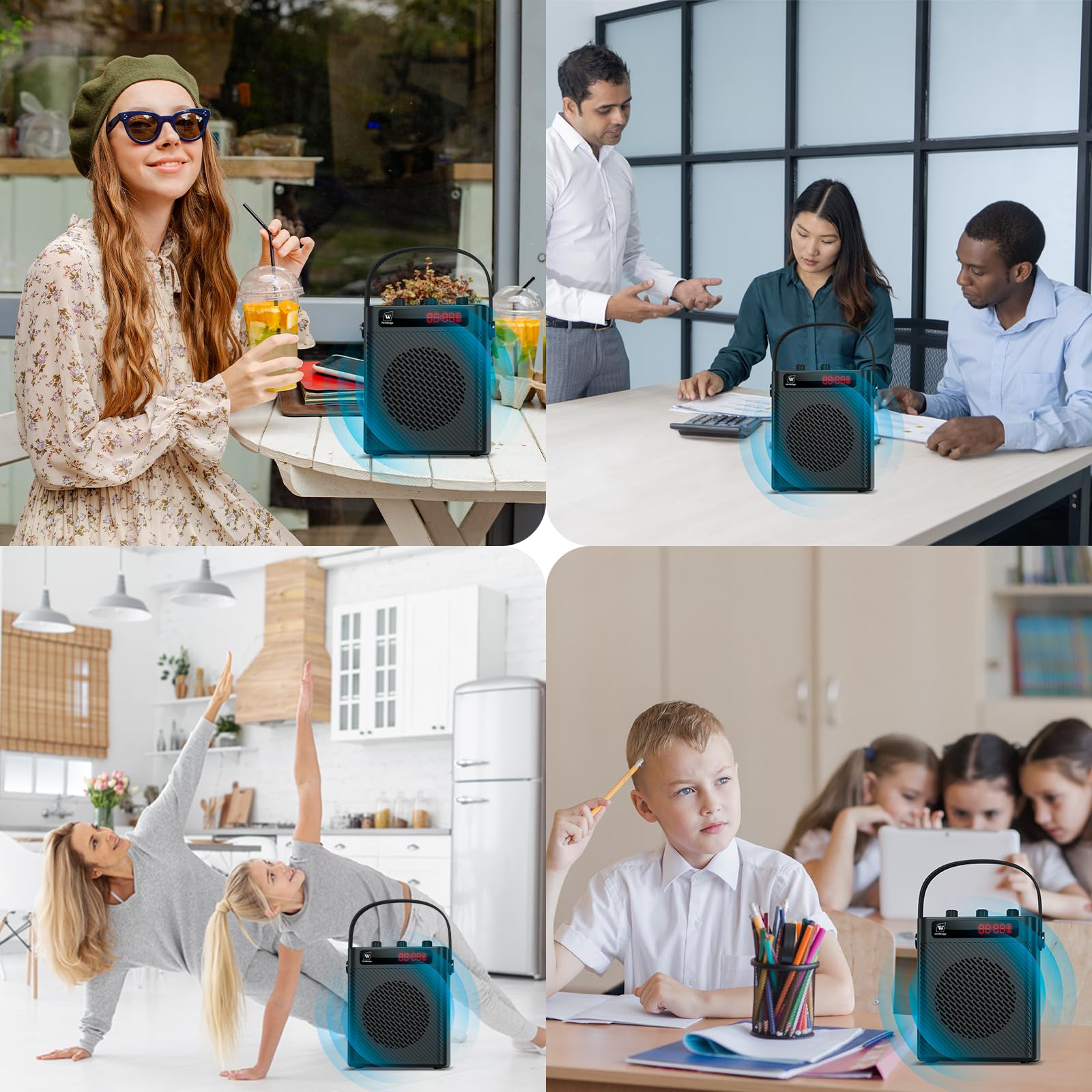 Bluetooth 5.3 Wireless Voice Amplifier with 2 Wireless Mics - 40W Portable Rechargeable PA Speaker System for Teachers, Presenters, Tour Guides - Perfect for Classrooms, Outdoor Events & Public Speaking