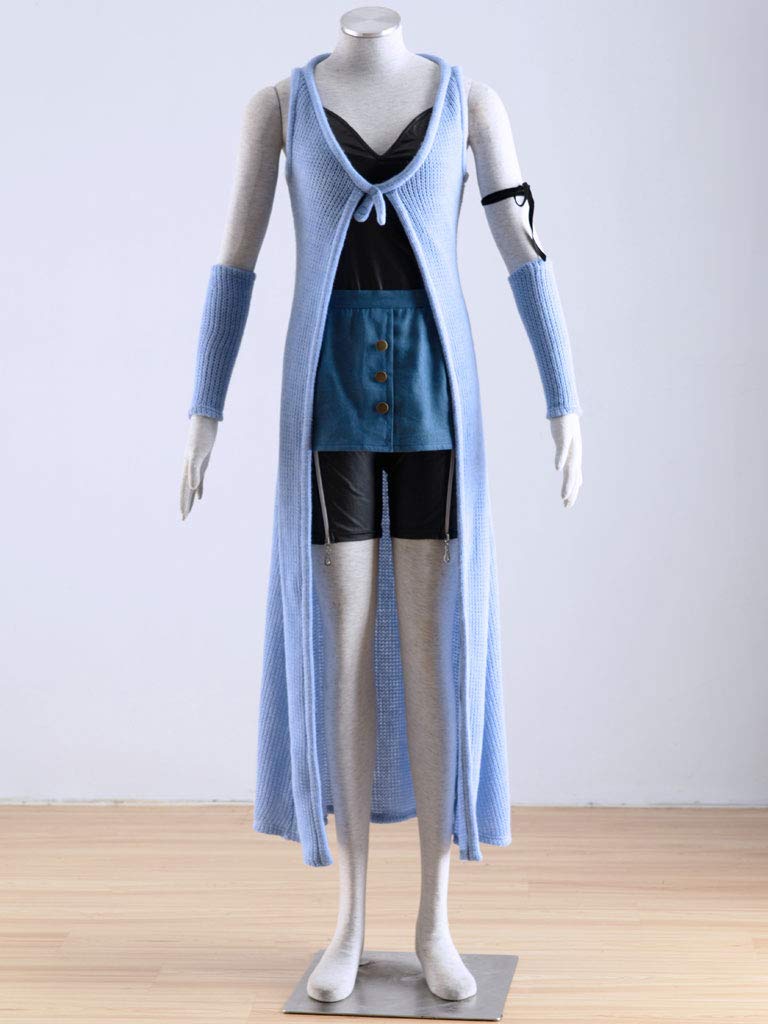 Anime Game Cosplay Rinoa Black Wig & Blue Dress Suit for Women - Halloween Costume | Perfect for Cosplay Events, Halloween Parties, and Themed Gatherings