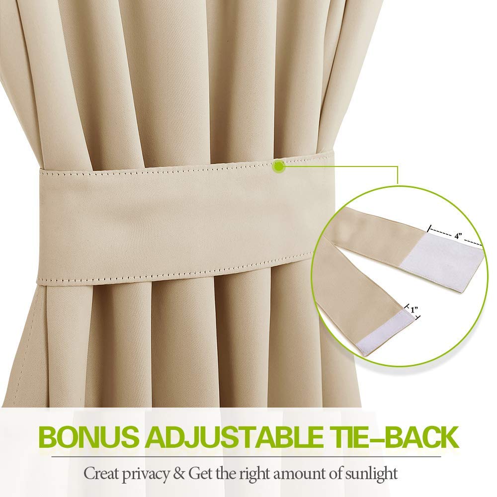 Thermal Insulated Blackout Curtains for Bedroom - Archu Rod Pocket Polyester Drapes, 60x45 Inches, Dark Chocolate, 1 Panel - Perfect for Privacy Protection, Light Blocking & Energy Saving in Living Room, Nursery or Office