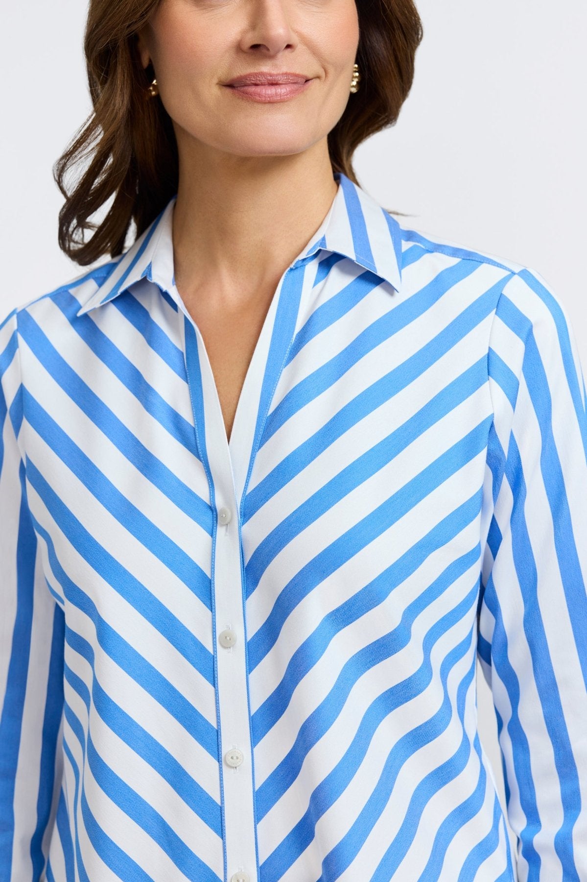 Mary Springtime Stripe Long Sleeve Shirt for Women | Floral Print Blouse | Casual & Office Wear | Perfect for Spring Outfits and Work Attire