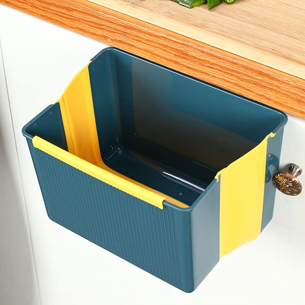 Foldable Hanging Trash Can with Lid - Over Cabinet Mounted Waste Basket for Kitchen, Bathroom & Car - Space Saving Storage Bucket for Small Spaces & RVs