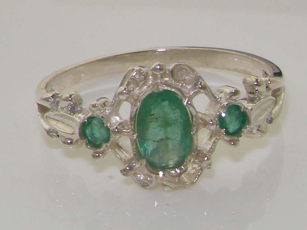 925 Sterling Silver Genuine Emerald Women's Band Ring - Elegant Stackable Ring for Everyday Wear, Gift for Her, Wedding, Anniversary & Special Occasions
