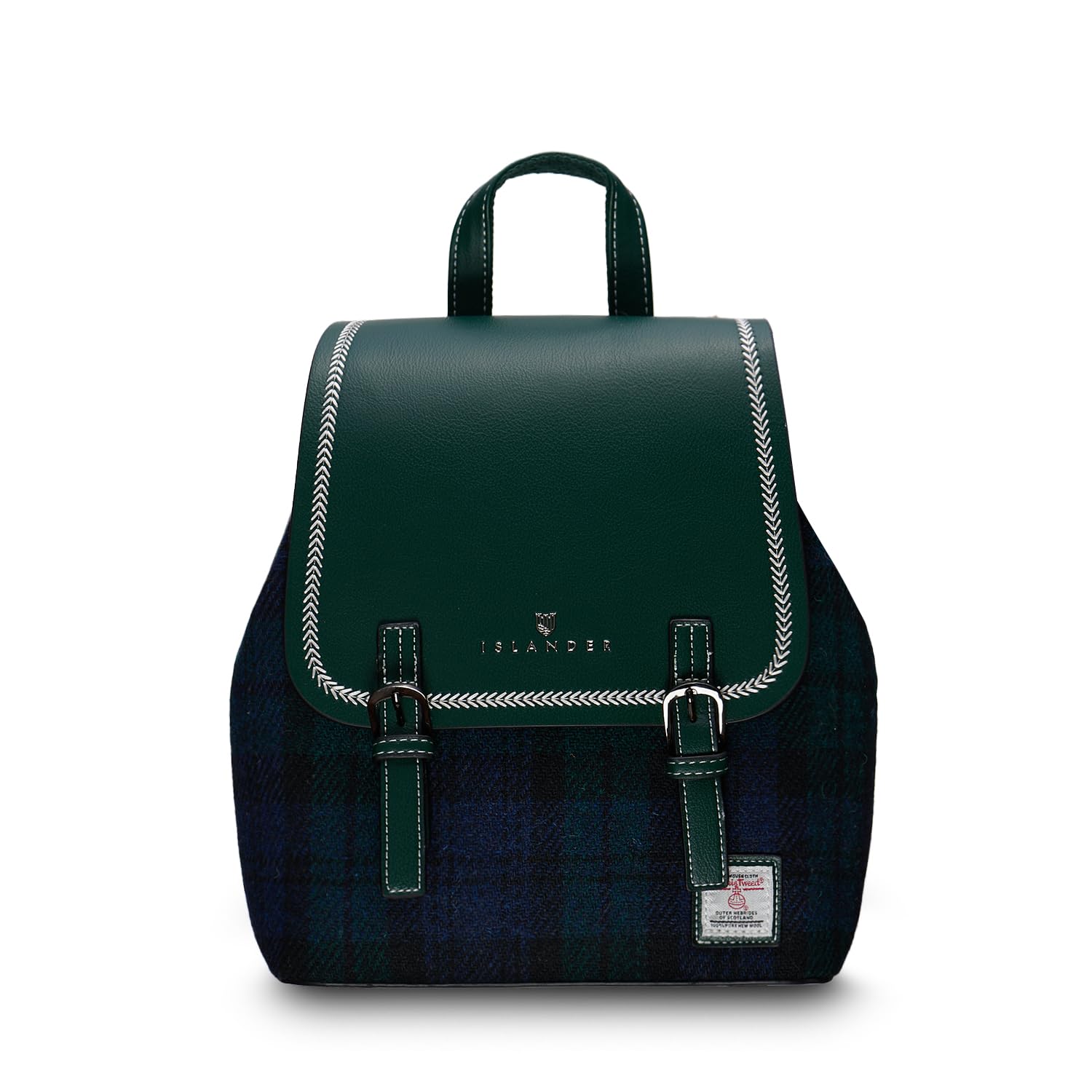 Harris Tweed® Jura Backpack - Black Watch Plaid - 24cm x 12cm x 28cm - Vintage Style Laptop Bag for Work, School & Travel