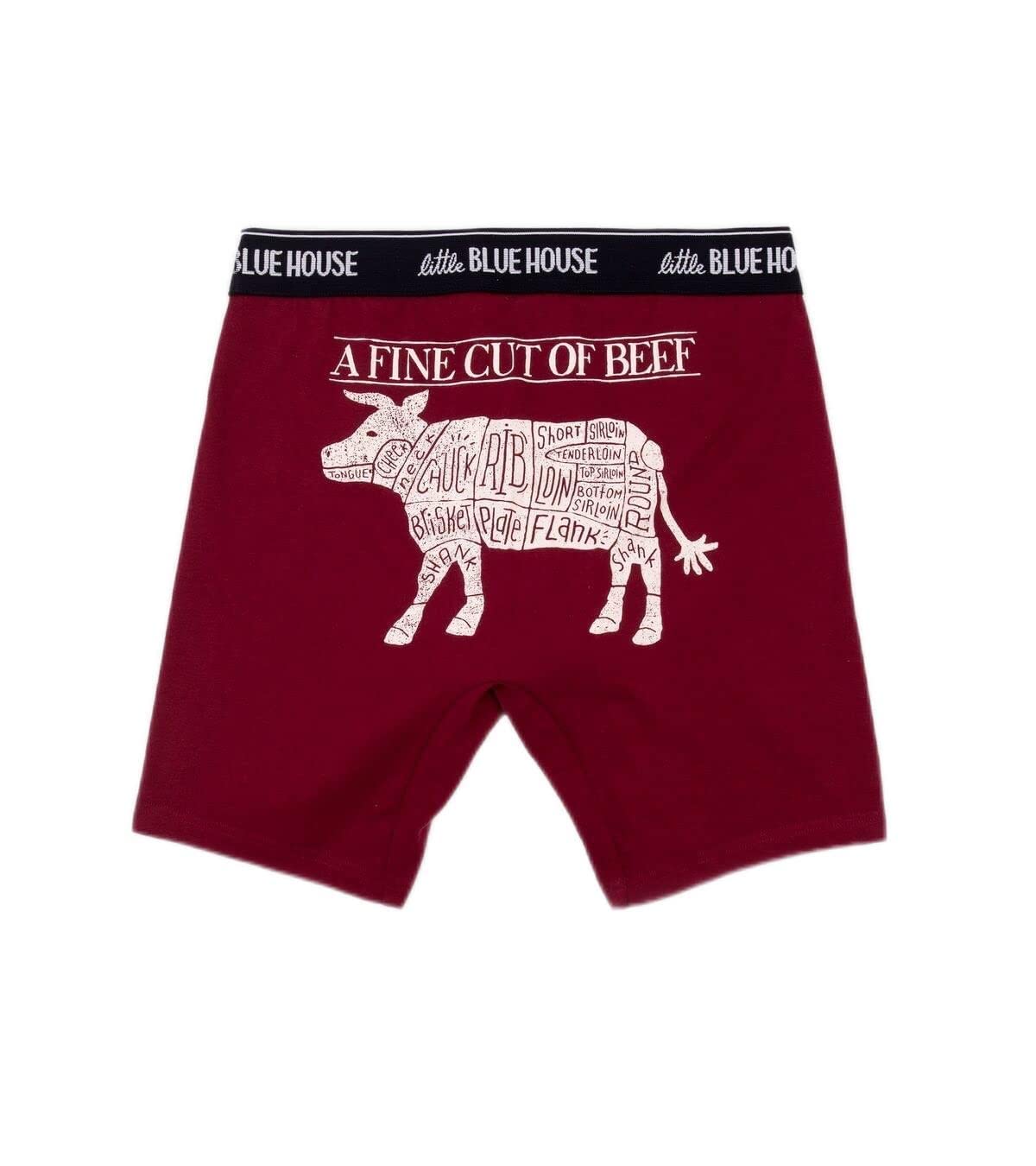 Little Blue House by Hatley Men's Funny Joke Boxer Shorts - Comfortable & Breathable Cotton Underwear for Casual Wear, Lounging & Gifts