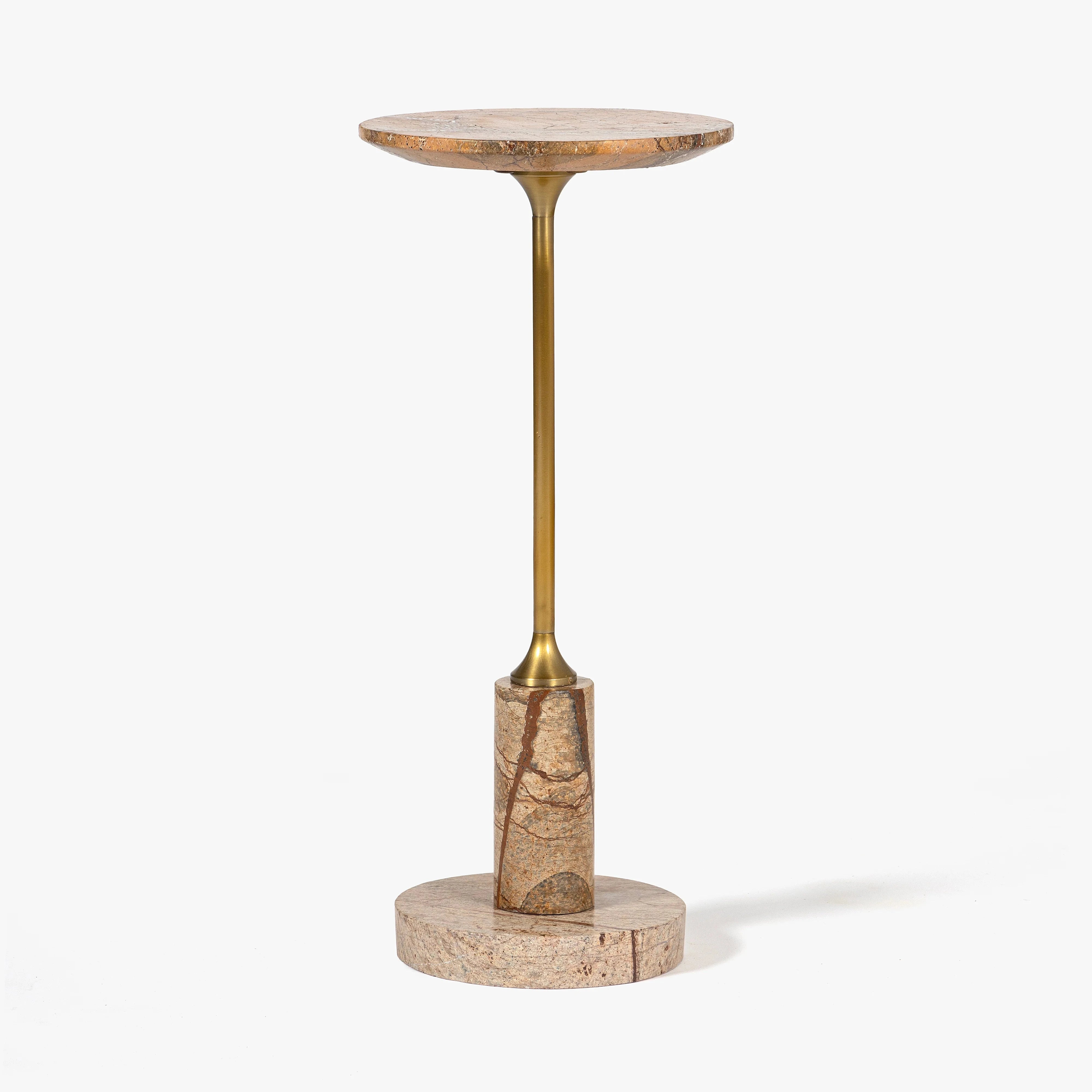 Francesca Marble Drink Table - Elegant Brown Side Table for Living Room, Patio, or Bedroom - Perfect for Coffee, Books, and Decor