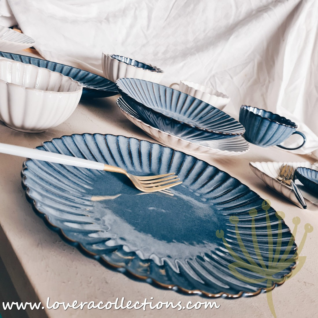 Rustic Seashell Dinnerware Set - Beach Themed Plates, Bowls & Serving Dishes for Coastal Dining & Entertaining - Perfect for Beach House, Summer Parties & Nautical Decor