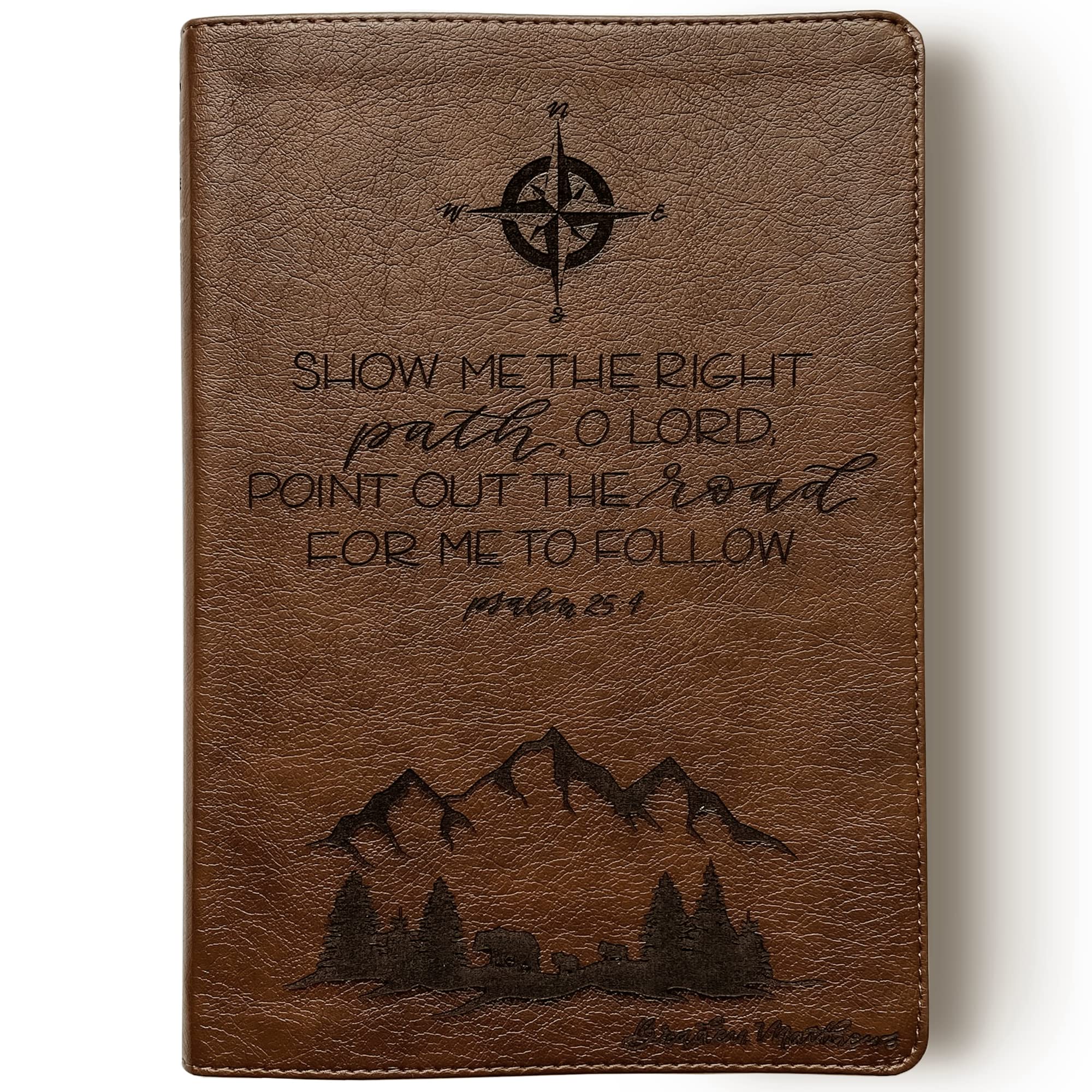 Hand Illustrated & Laser Engraved NLT Filament Bible - Brown Personalized Gift with Custom Name Engraving | Perfect for Weddings, Baptisms, Graduations & Birthdays | Inspirational Gift for Christians, Bible Study & Faith-Based Occasions
