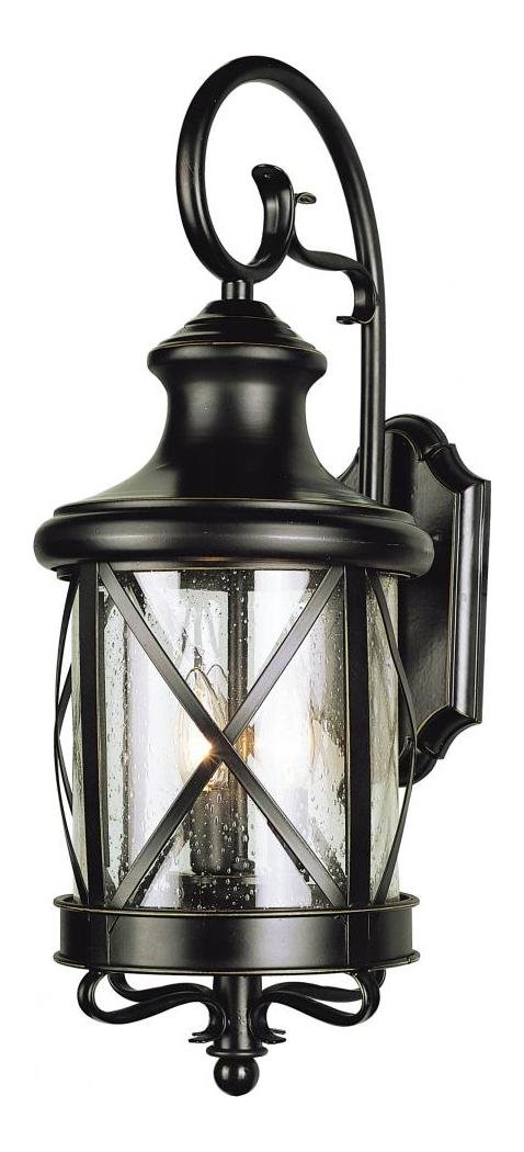 Two Light Rubbed Oil Bronze Clear Seeded Glass Wall Lantern - Outdoor Porch Lighting for Patio, Garden & Entryway